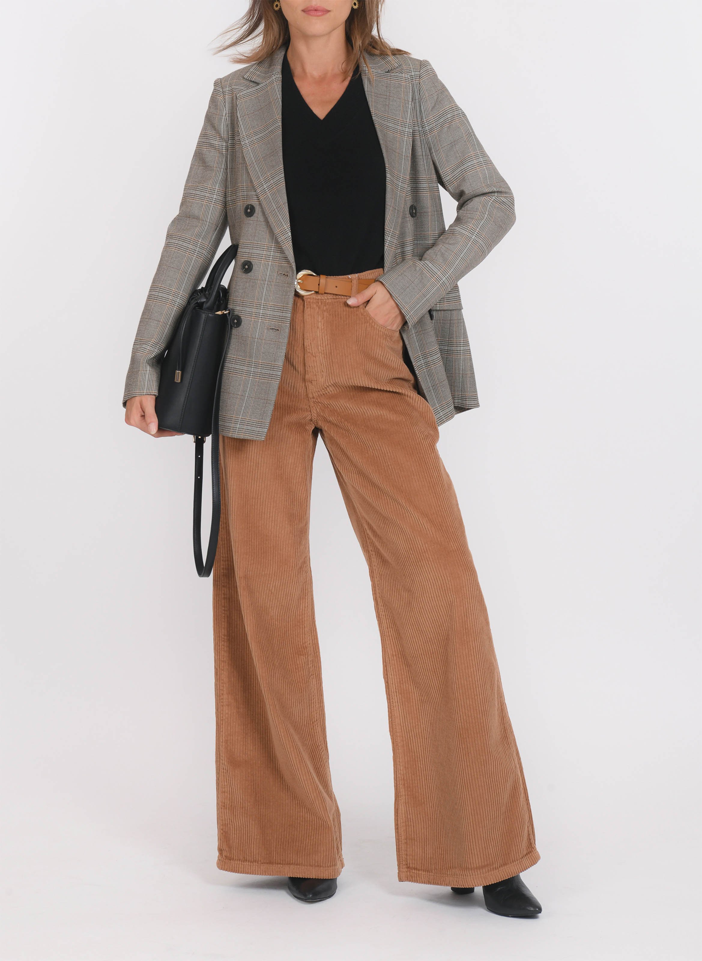 Pantalon large en velours côtelé KOOKAI Marron