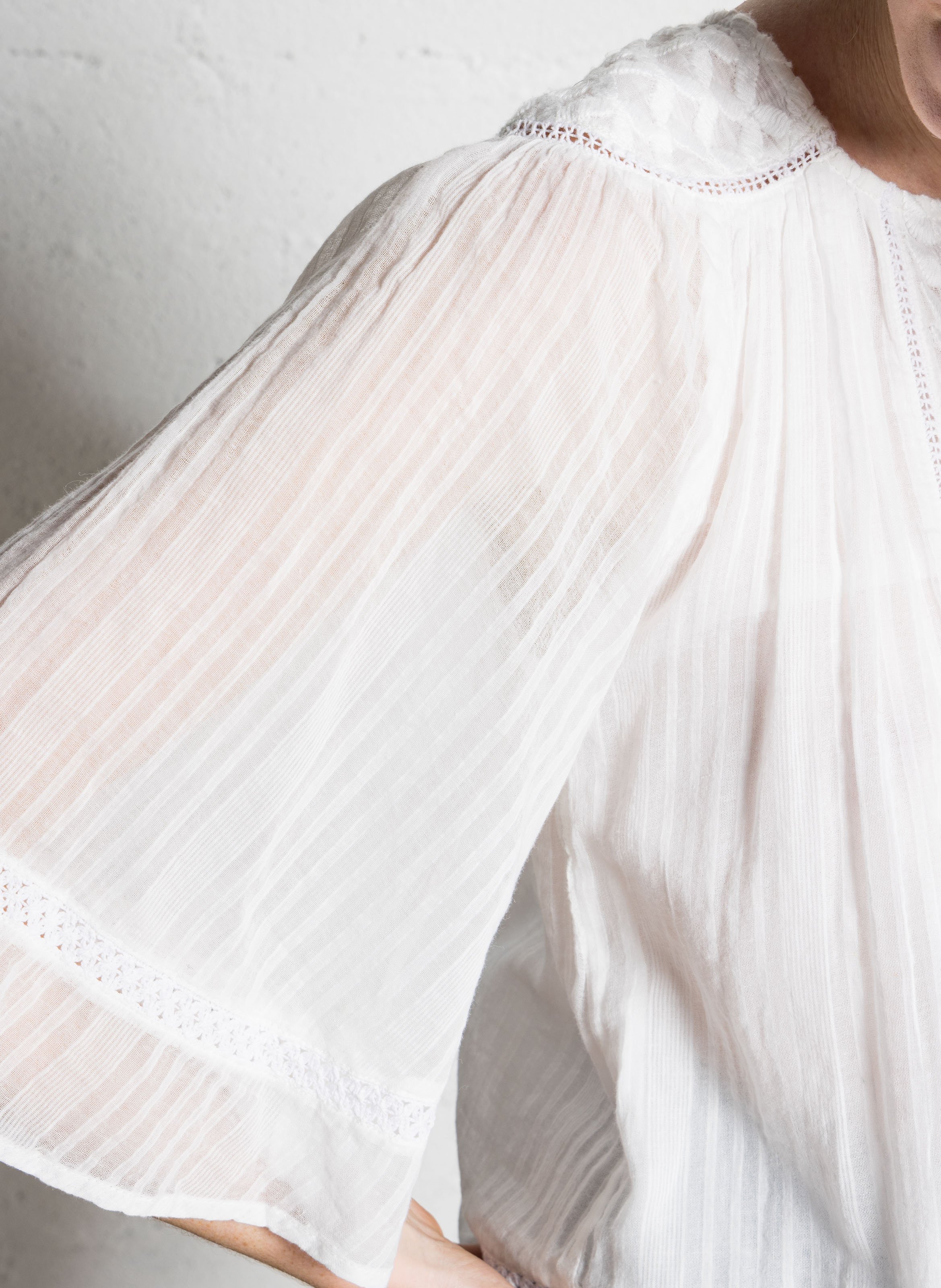 Blouse oversize col rond en coton SUNCOO Blanc