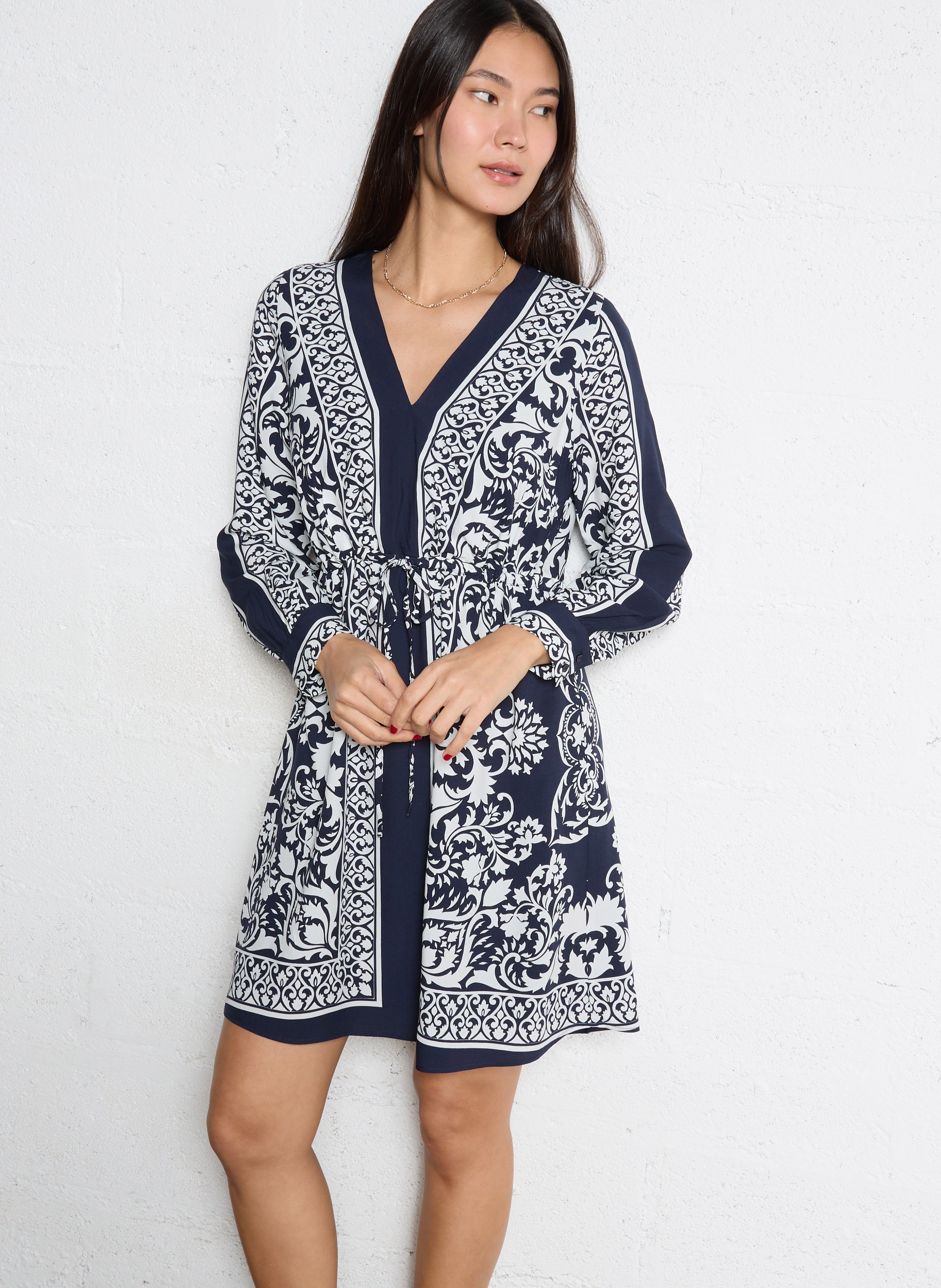 Korte jurk met V-hals en print SUD EXPRESS Blue