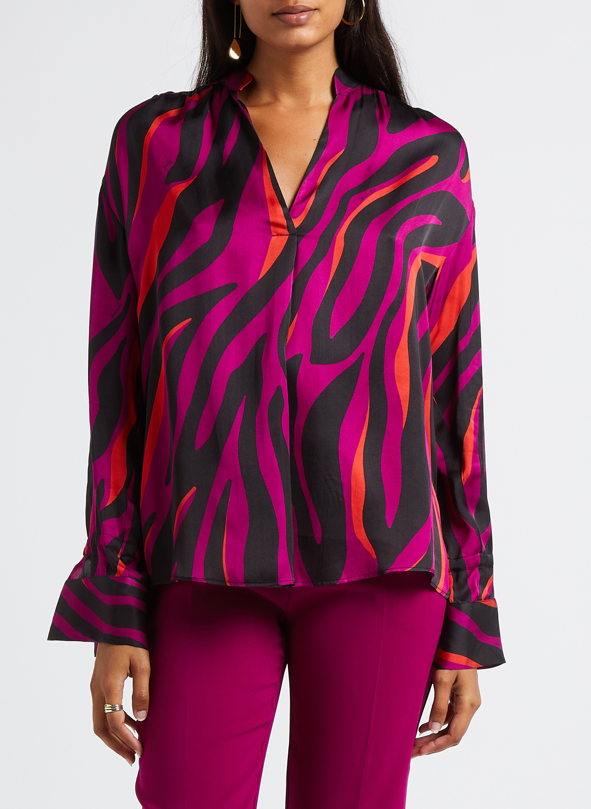 Rechte, satijnachtige top met V-hals PINKO Veelkleurig