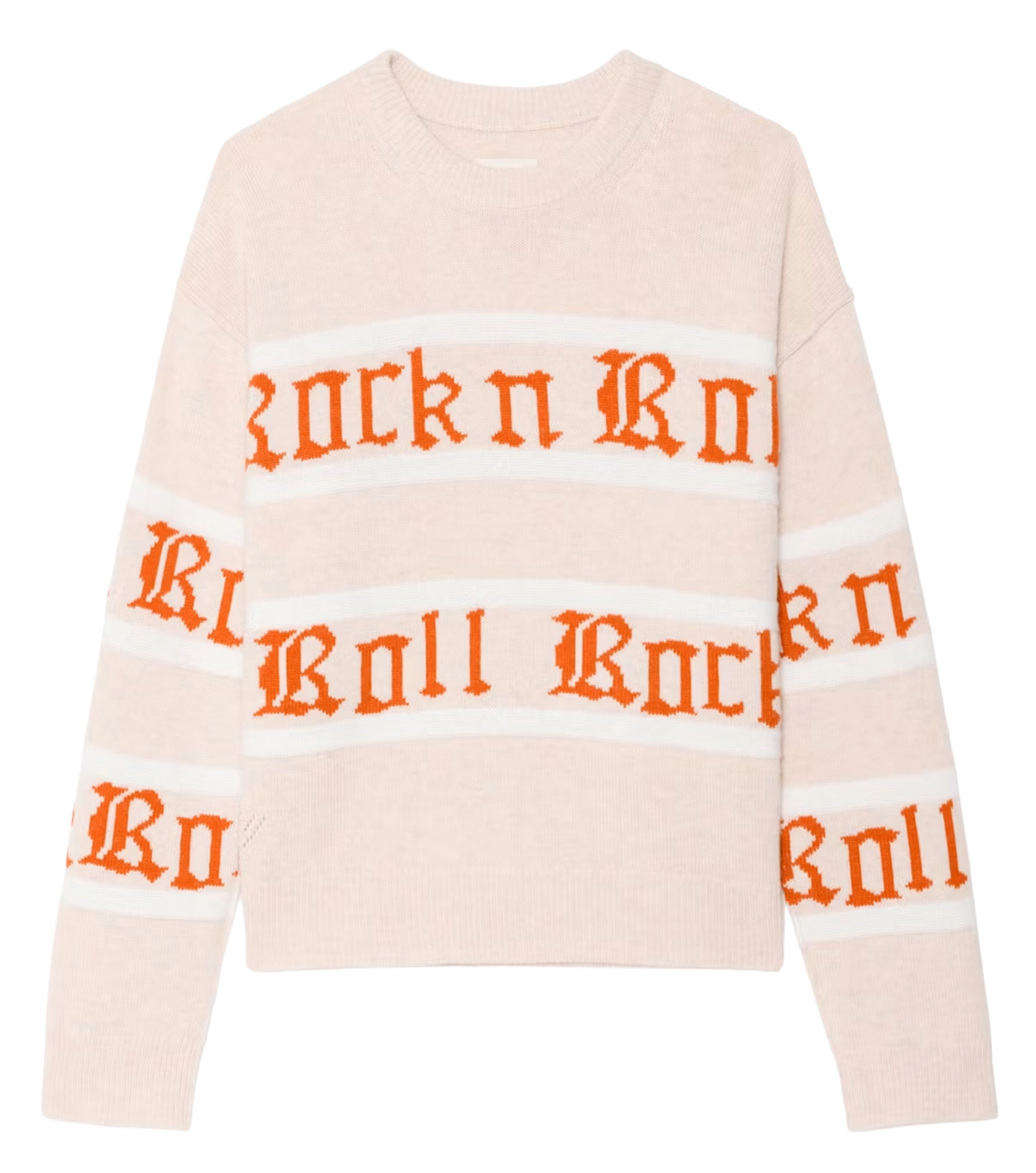 Pull col rond rayé en laine et cachemire ZADIG&VOLTAIRE Rose