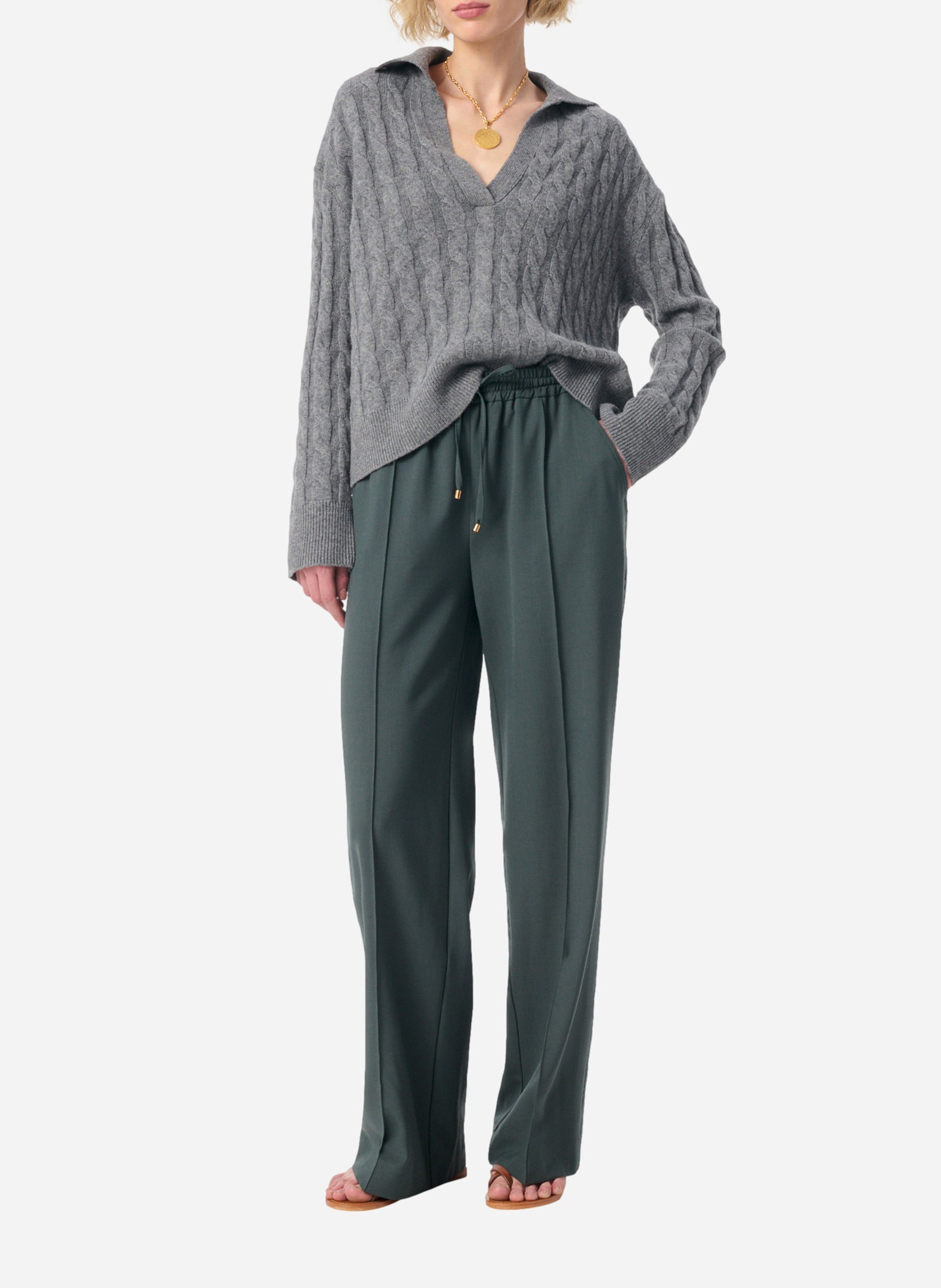 Pantalon à pinces fluide et léger VANESSA BRUNO Vert