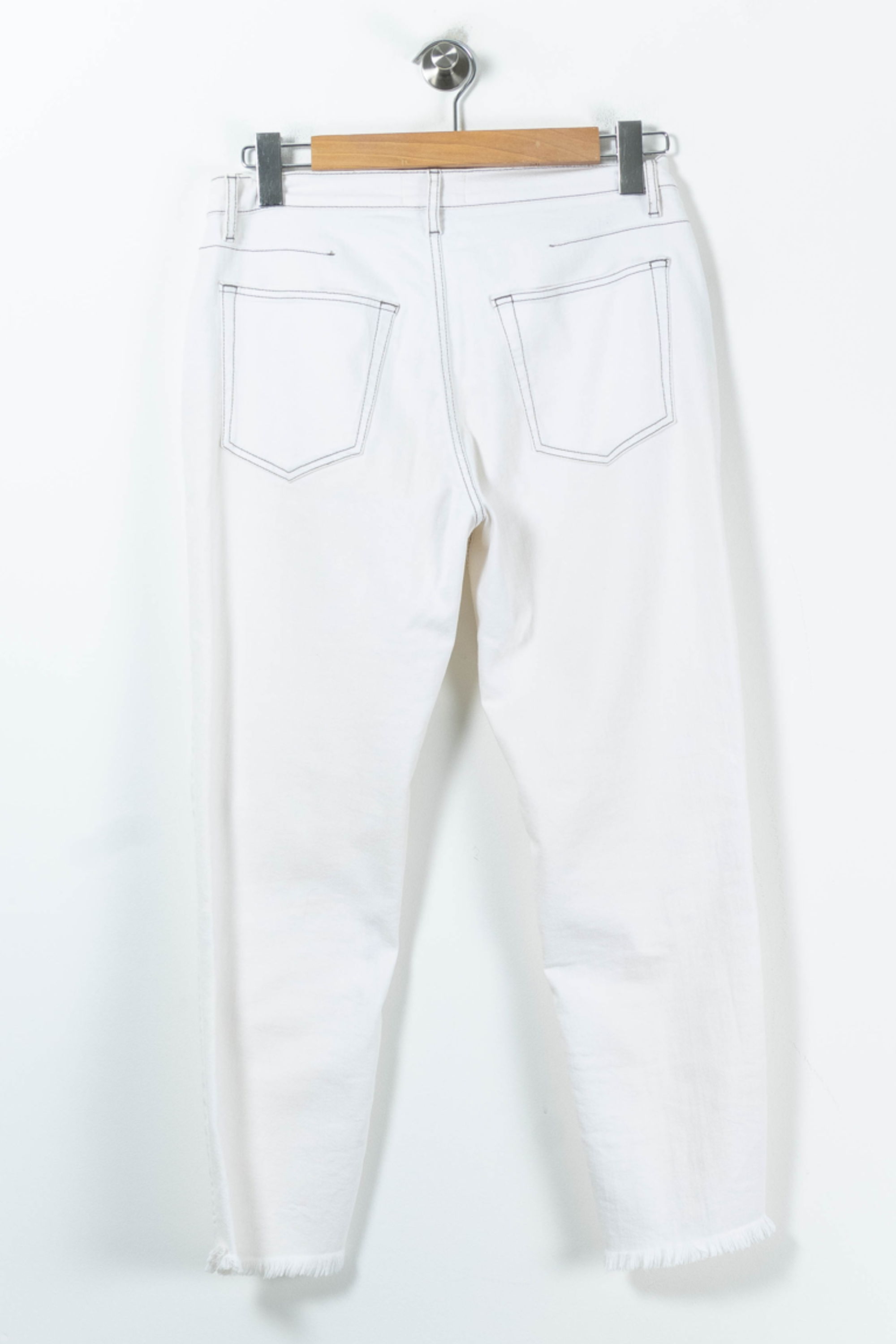 Cropped slim jeans with studs CHLOE STORA - SECONDE MAIN White