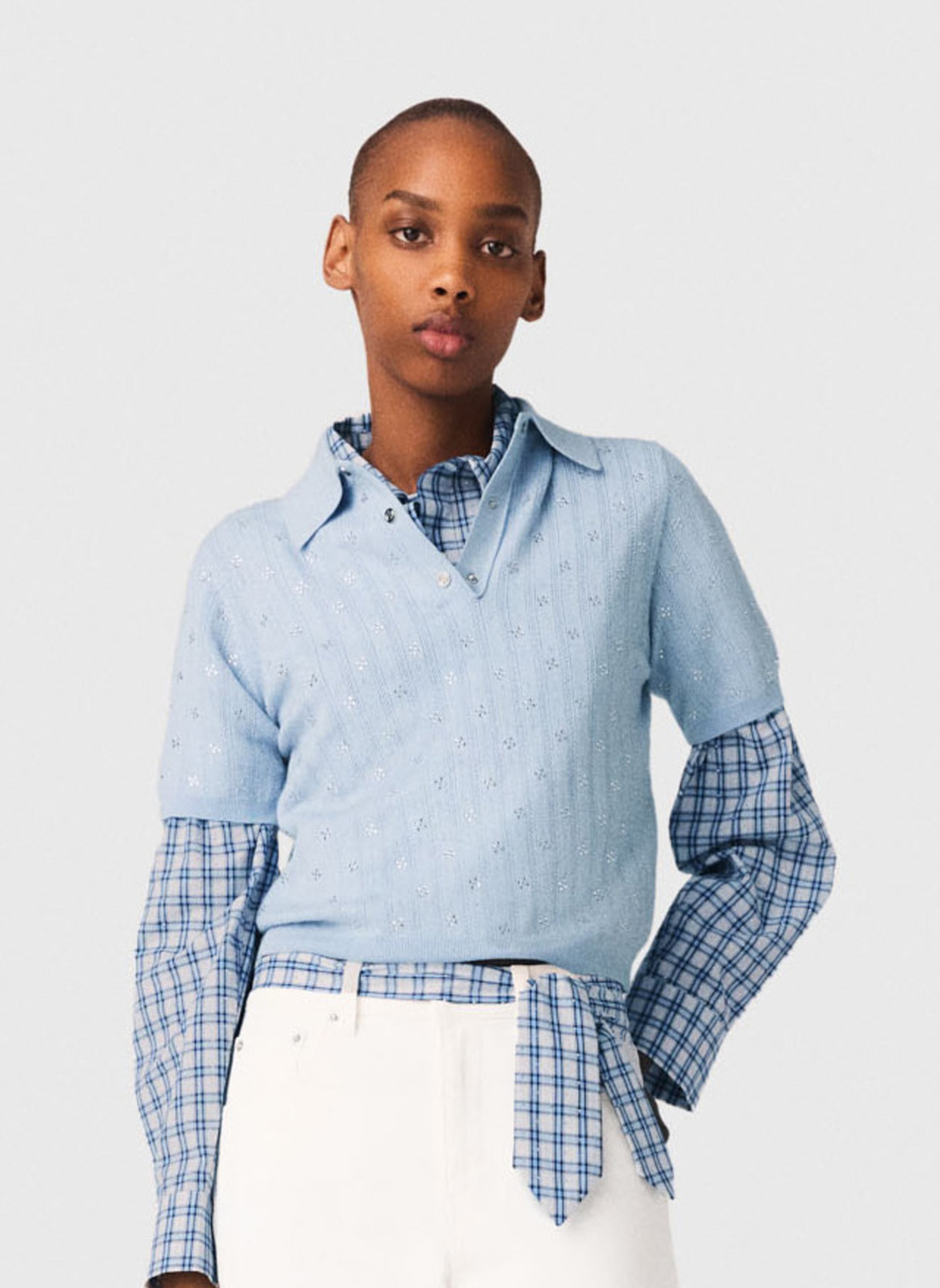 Polo en laine mélangée MAJE Bleu