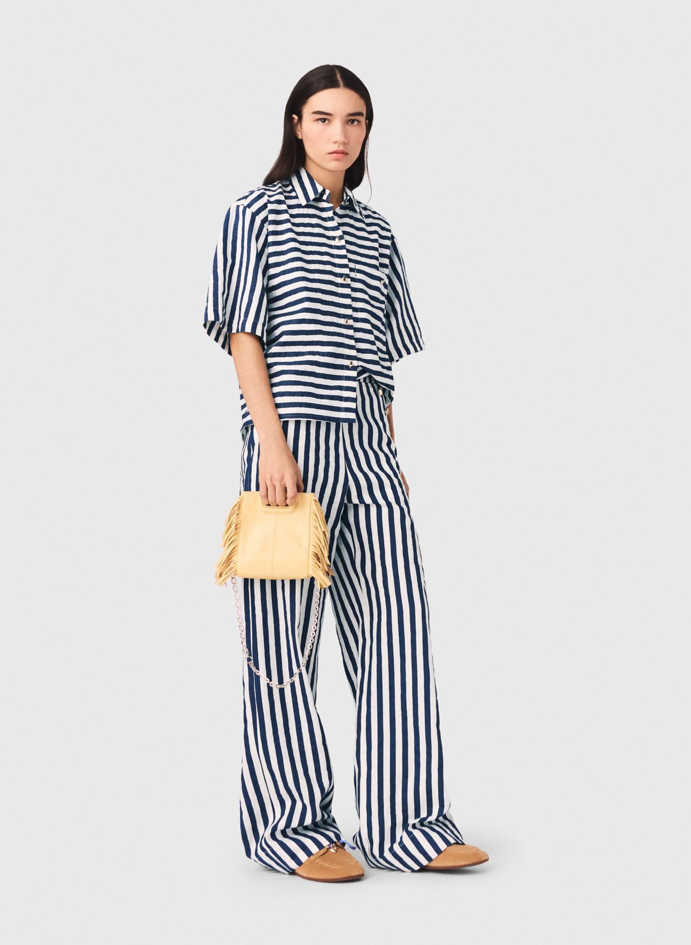 Straight striped shirt with classic collar MAJE White