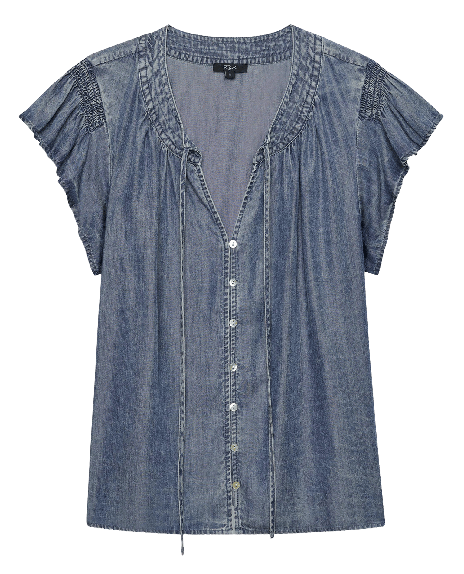 Fluid satin V-neck top RAILS Blue