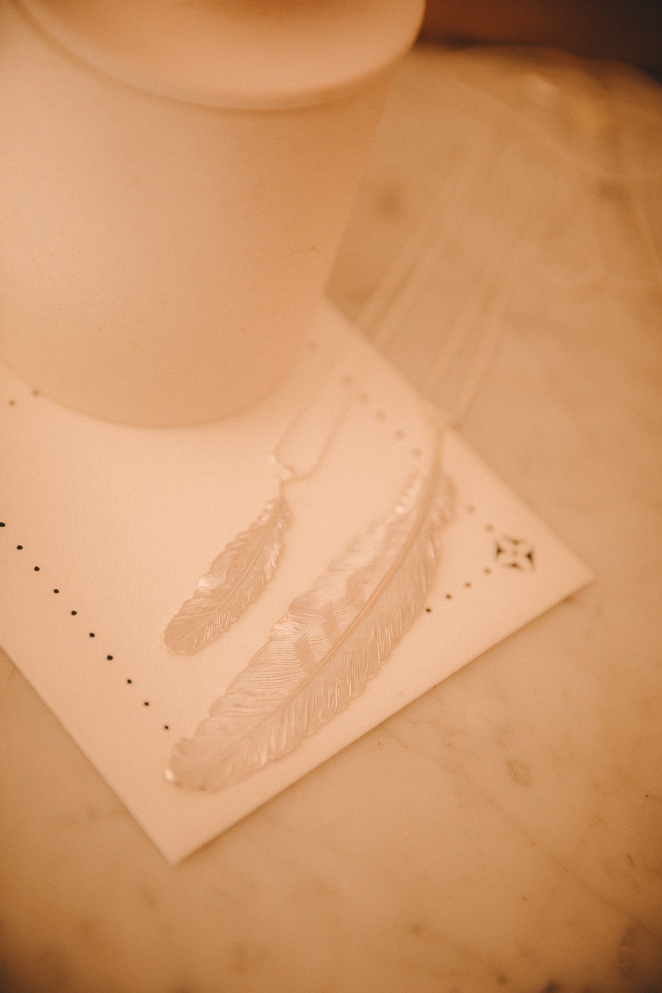 Silver-plated feather necklace MONSIEUR SIMONE Silver