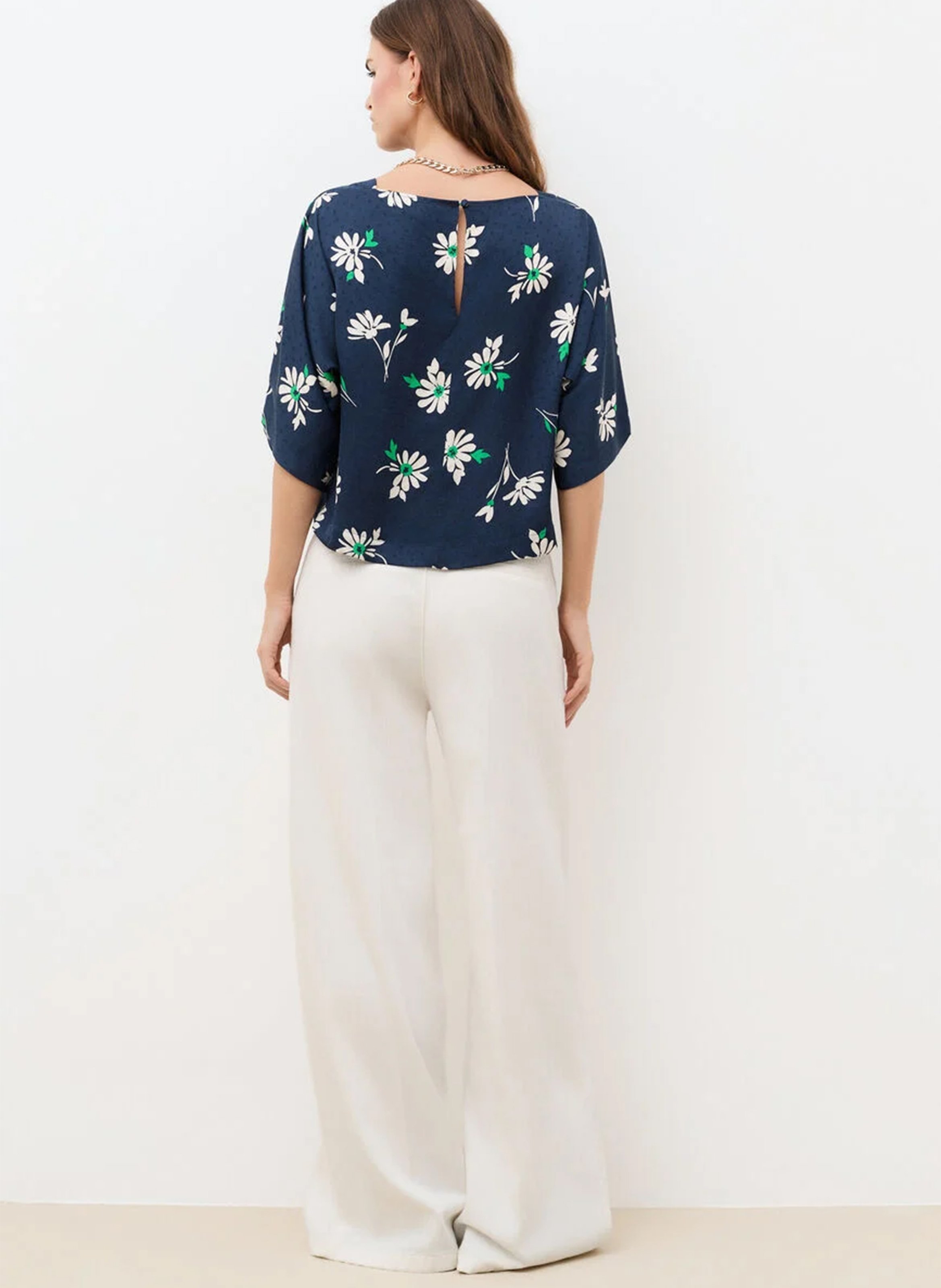 Top droit col bateau imprimé CAROLL Bleu