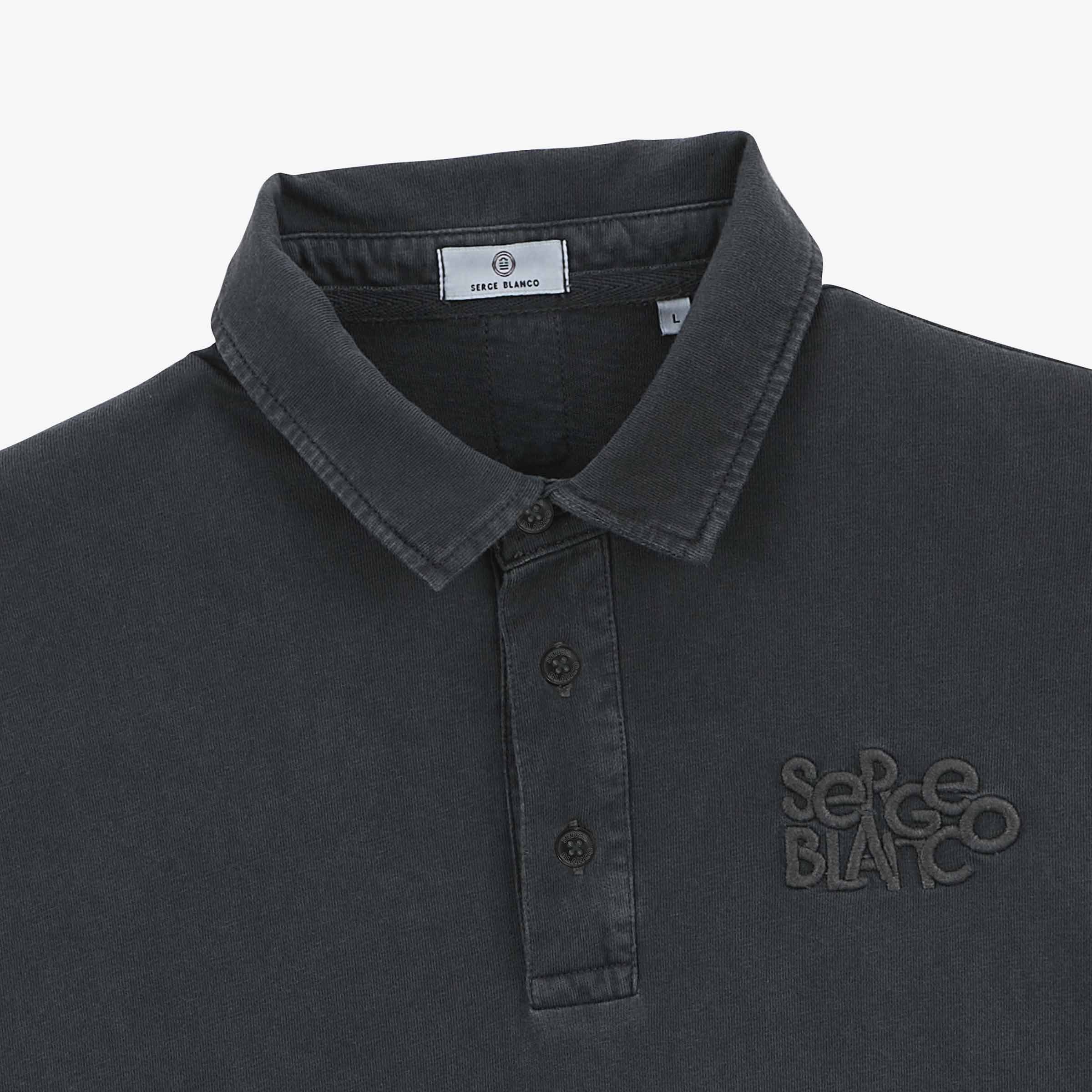 Short-sleeved polo shirt with tone-on-tone embroidery in cotton SERGE BLANCO Grey