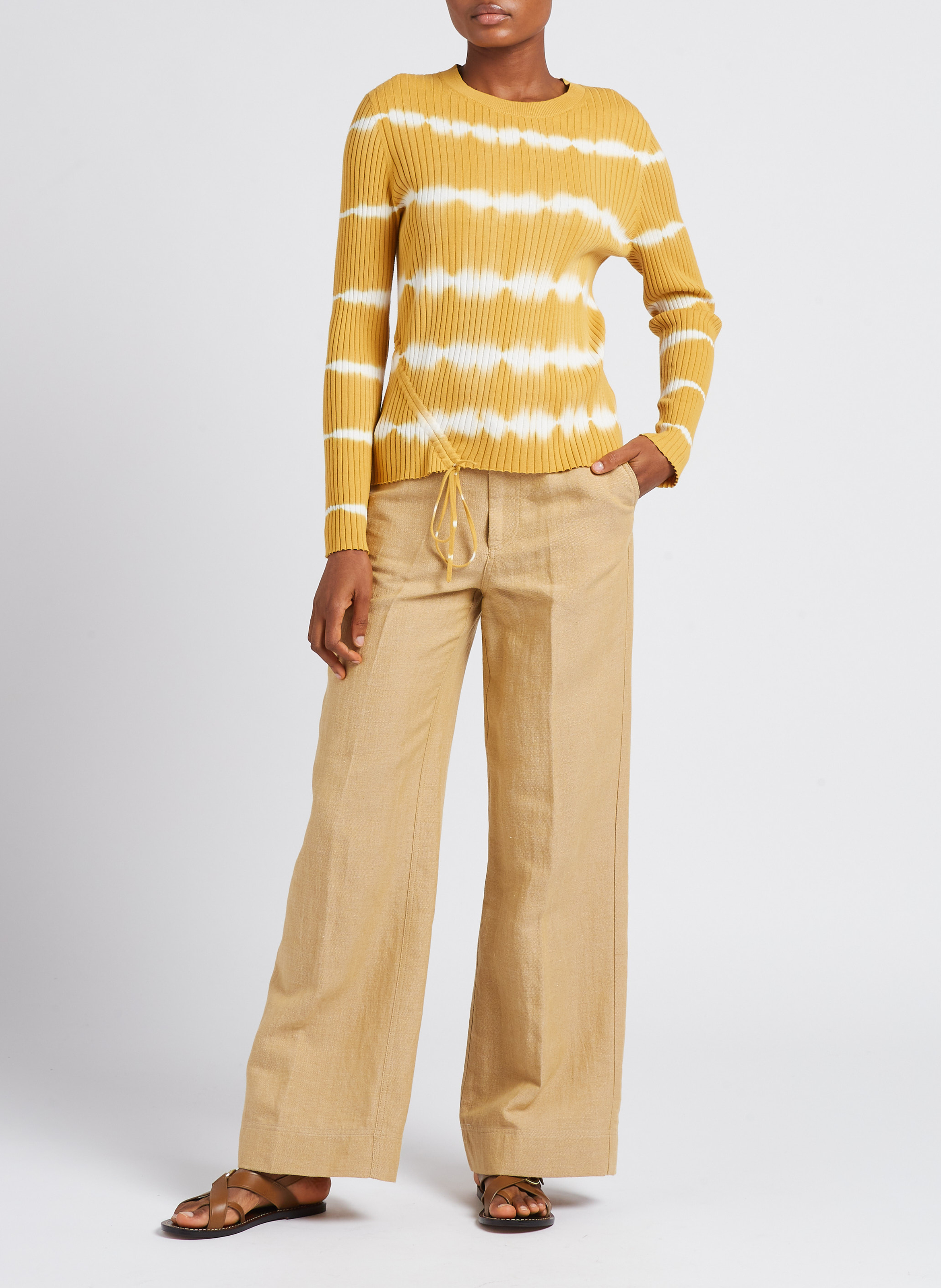 Geripptes Rundhals-Top aus Bio-Baumwolle in Batik-Optik PAUL SMITH Gelb