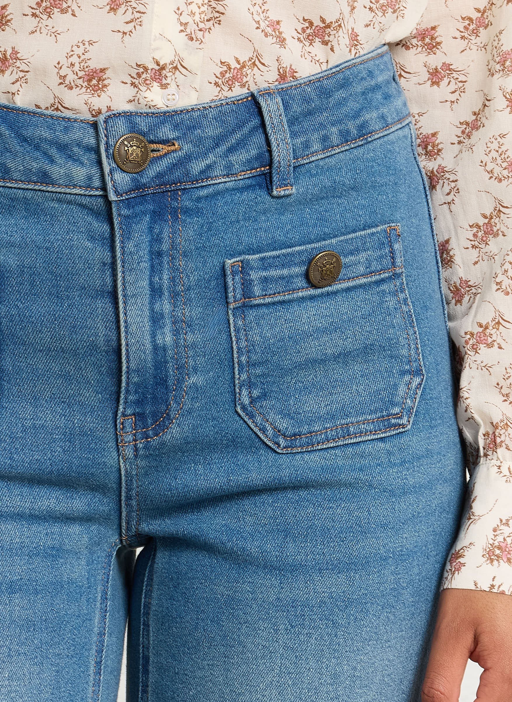 Straight Cropped Plain Jeans MAISON 123 Blue