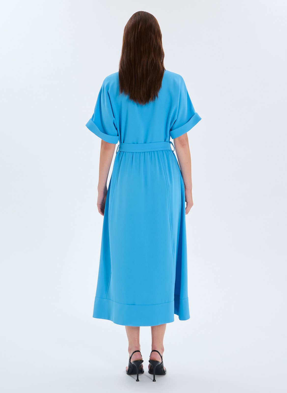 Robe longue col classique Bleu