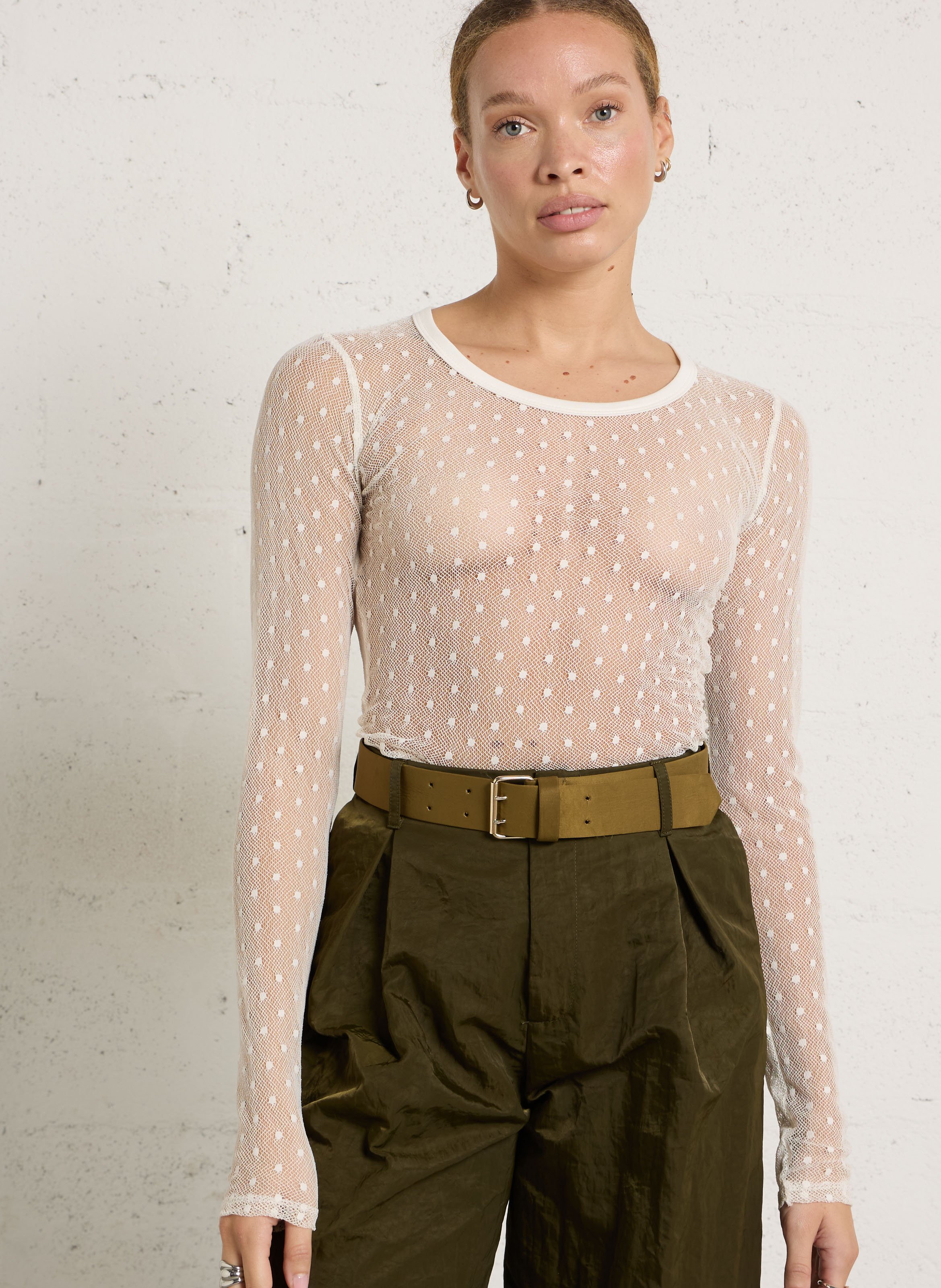 Strakke doorschijnende T-shirt. IMPERIAL Wit