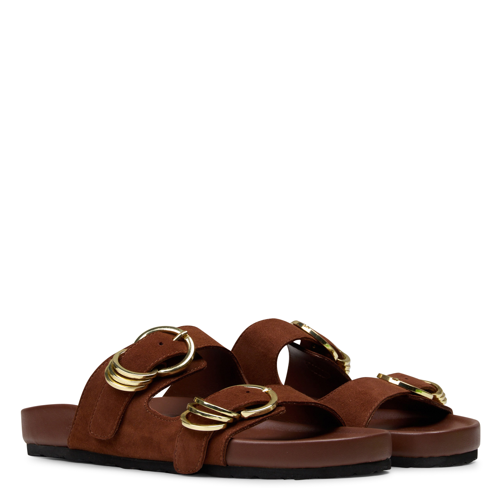 Platte sandalen met suède bandjes PETITE MENDIGOTE Bruin