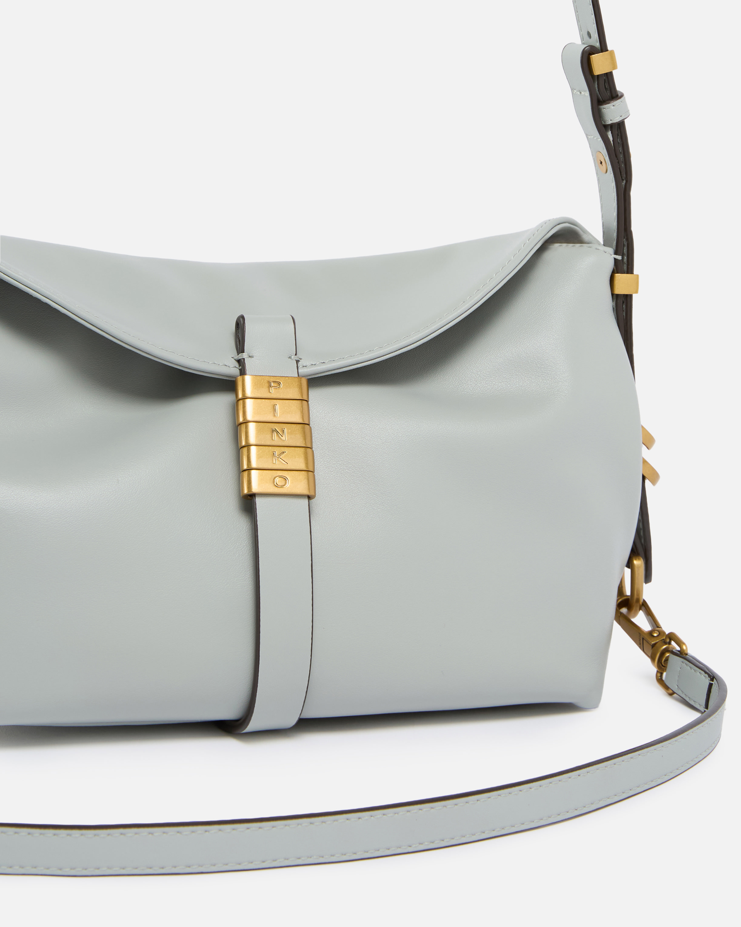Small leather saddle bag shoulder bag PINKO Grey