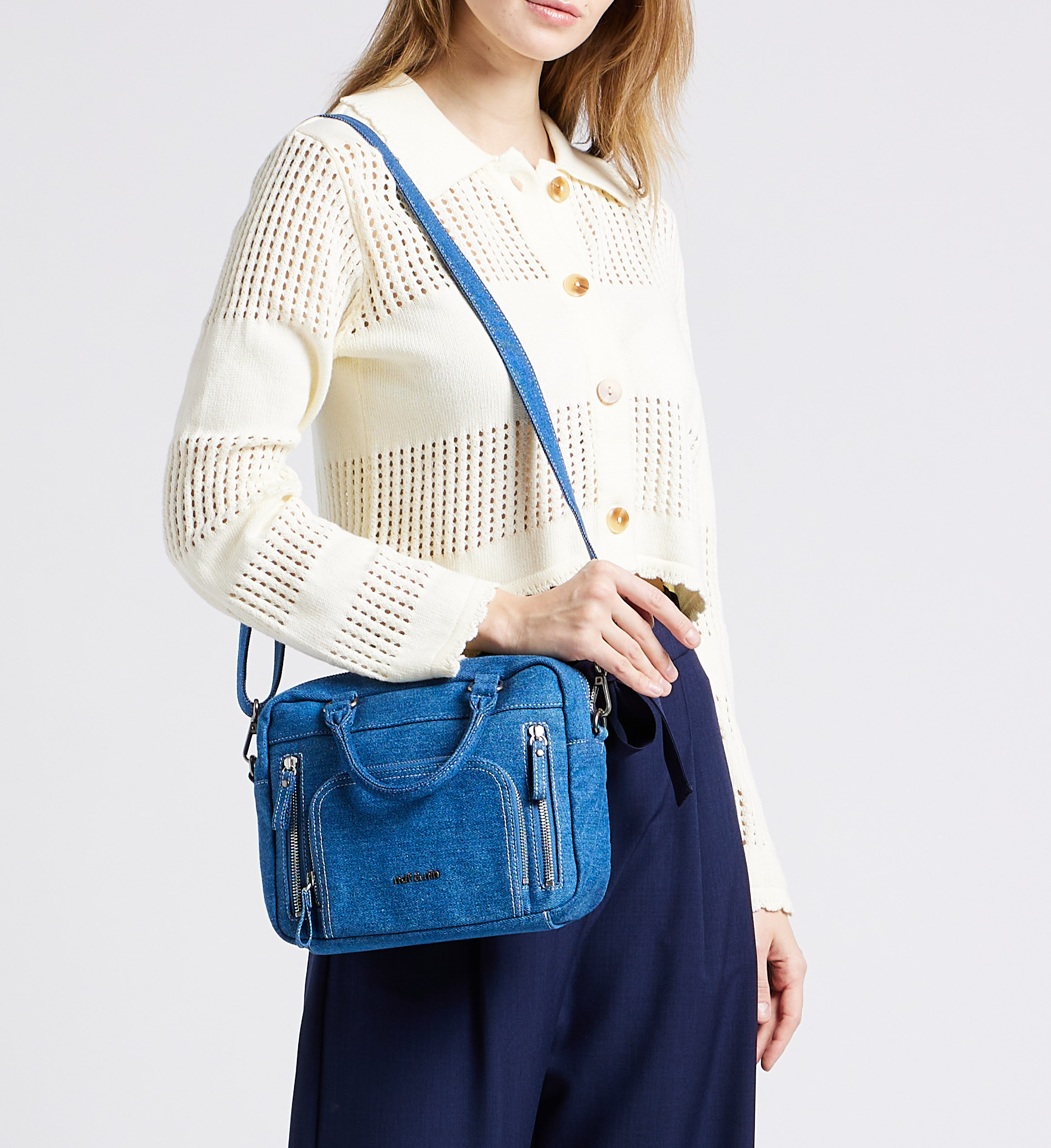 Sac à main jean en coton NAT & NIN Bleu