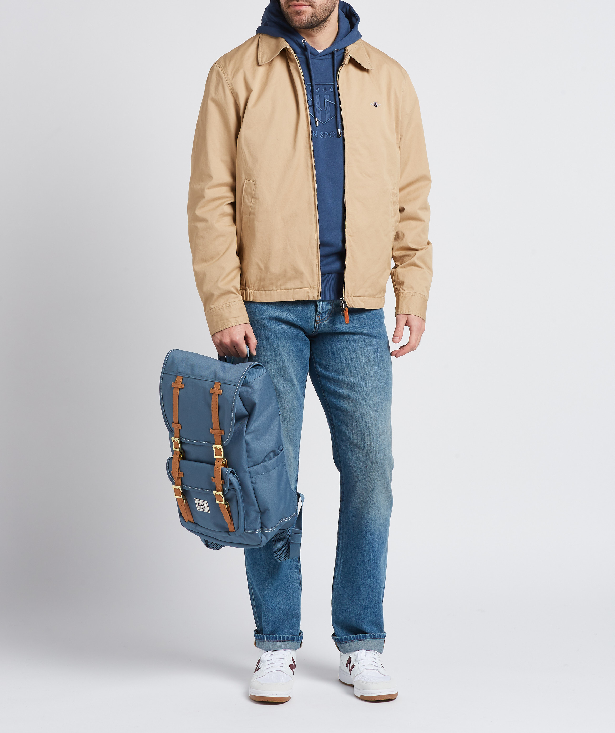 Coupe-vent droit brodé à col classique en coton GANT Beige