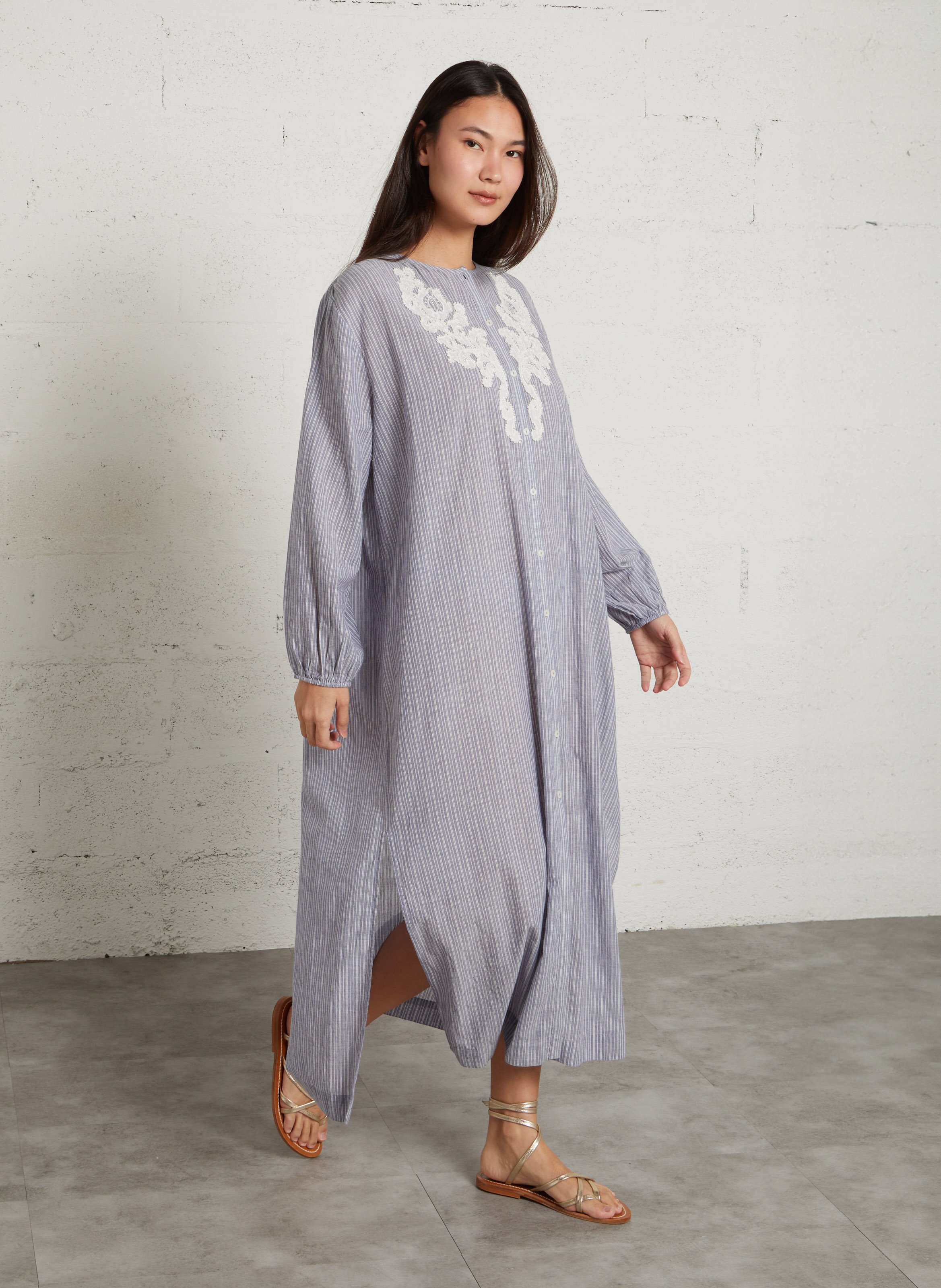Robe longue ample en coton bio LOUISE MISHA Bleu
