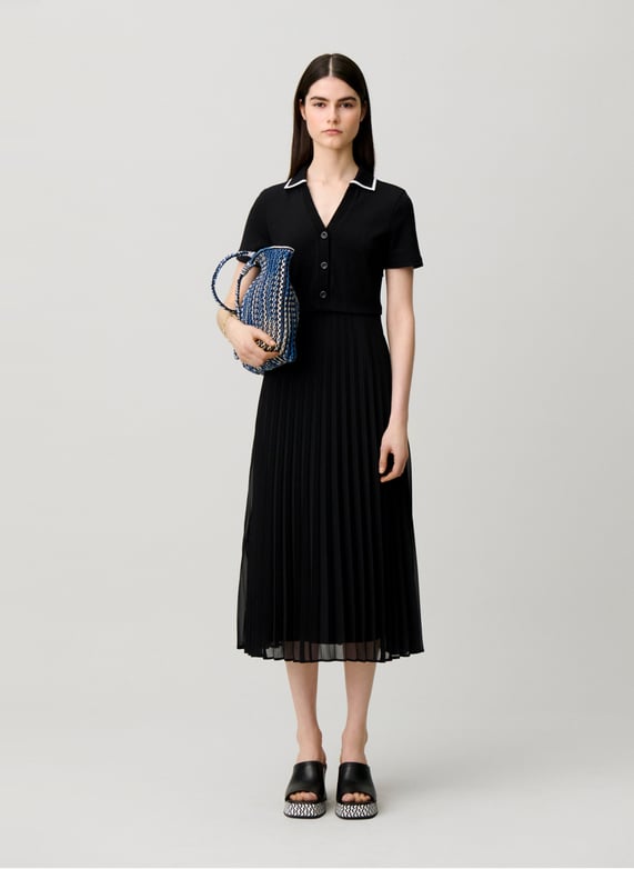 Long dress with classic knit collar Black Claudie pierlot - Women | Place des Tendances Long dress with classic knit collar Black Claudie pierlot - Women | Place des Tendances