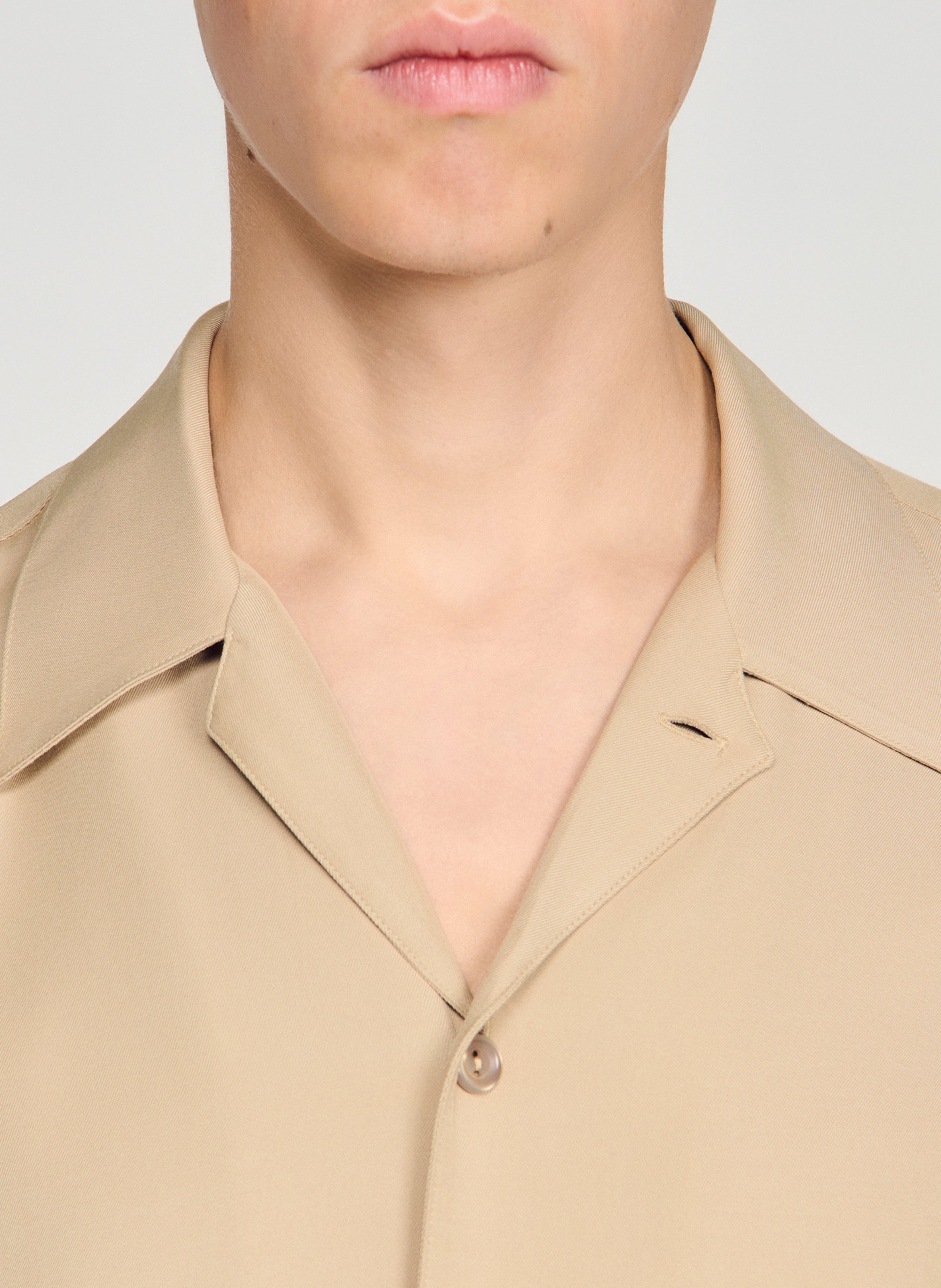 Chemise droite col cubain SANDRO Marron
