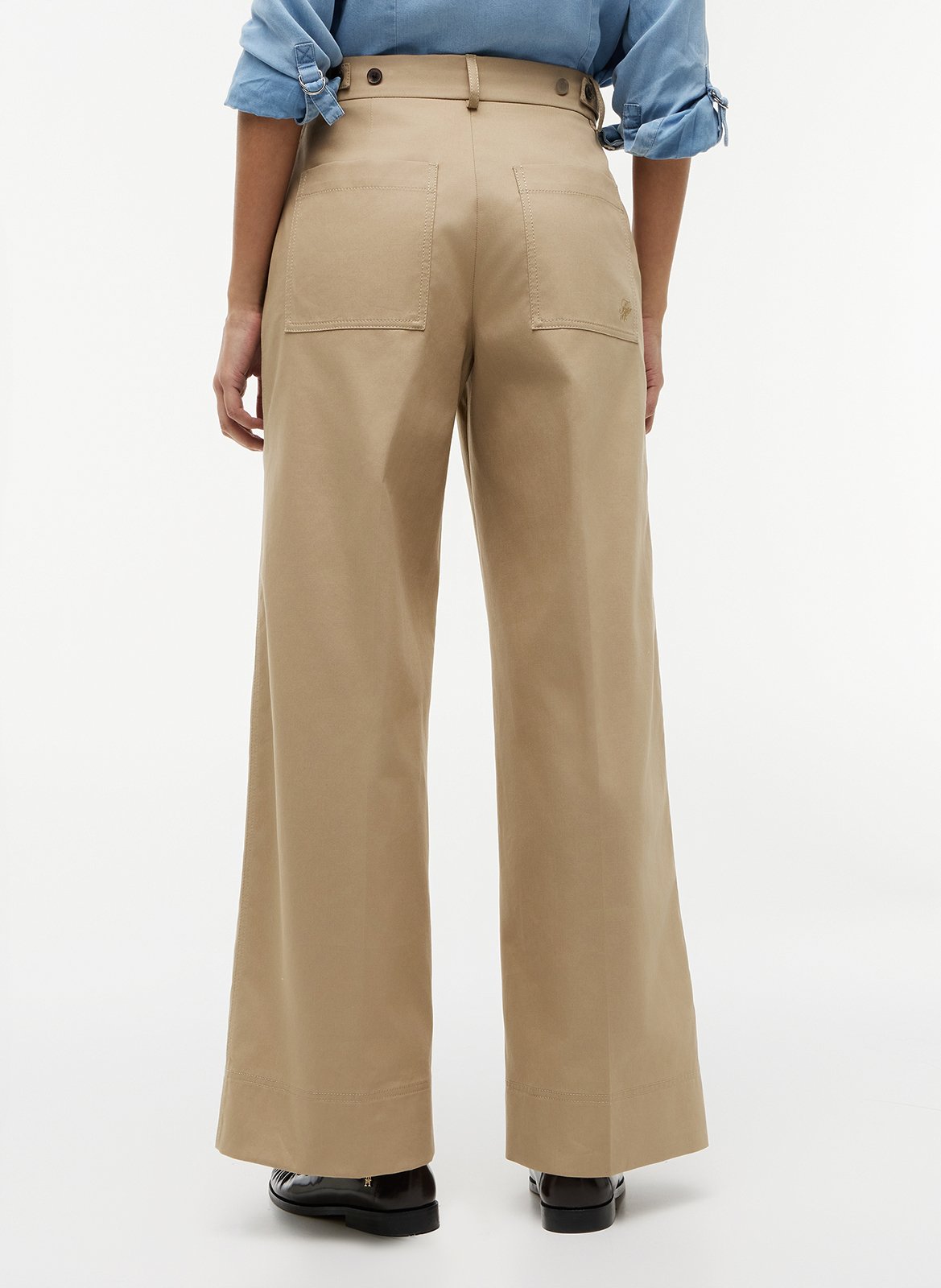 Straight pleated cotton pants TOMMY HILFIGER Beige