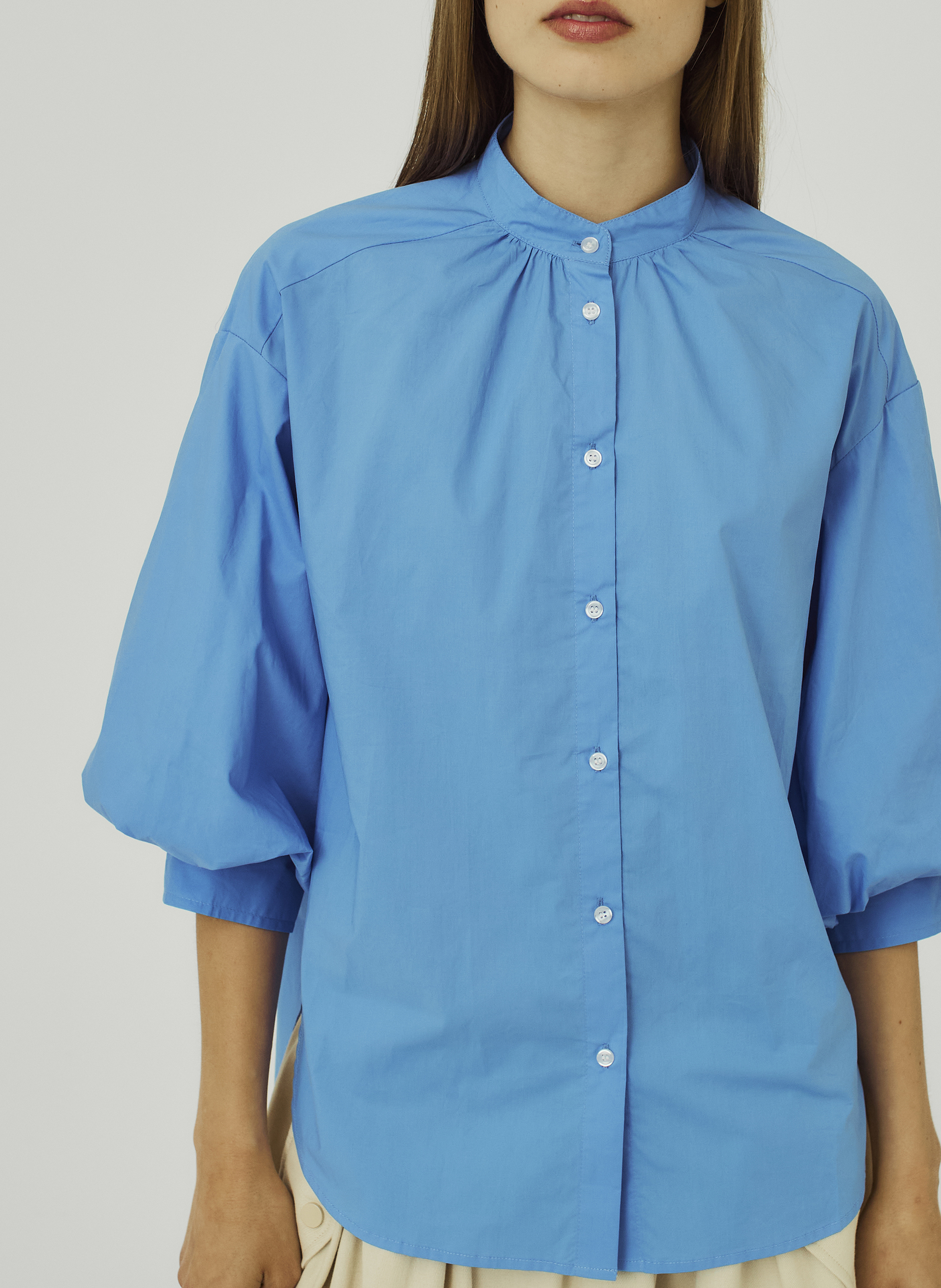 Blouse met ballonmouwen van katoen NORR Blauw