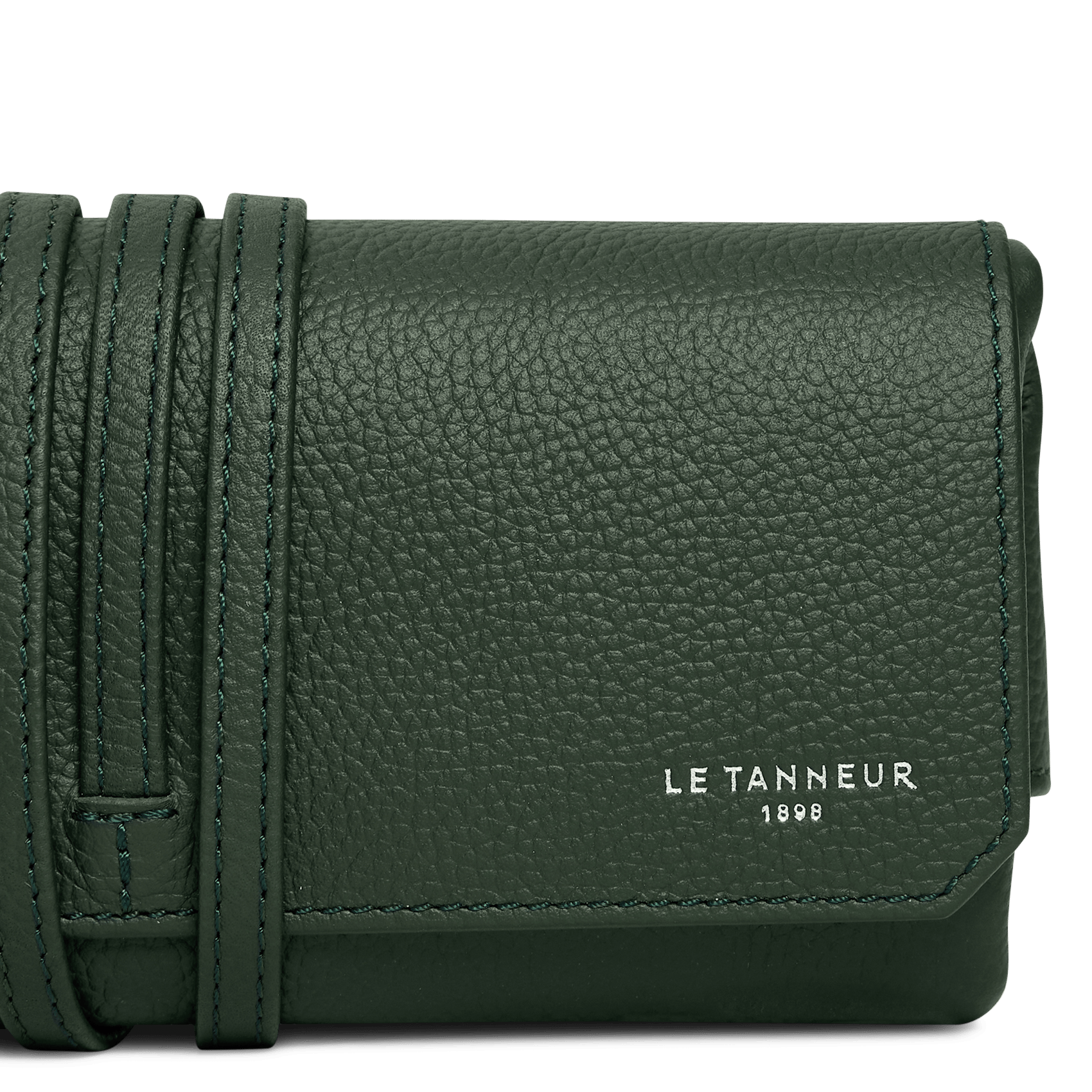 Travel case in plain grained leather LE TANNEUR Green
