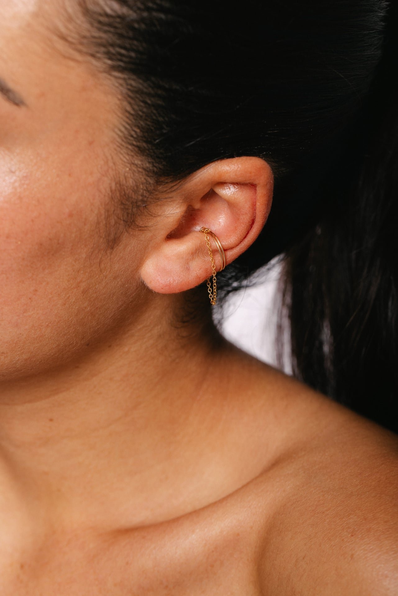 Faux Conch Piercing - Chain YAY Golden