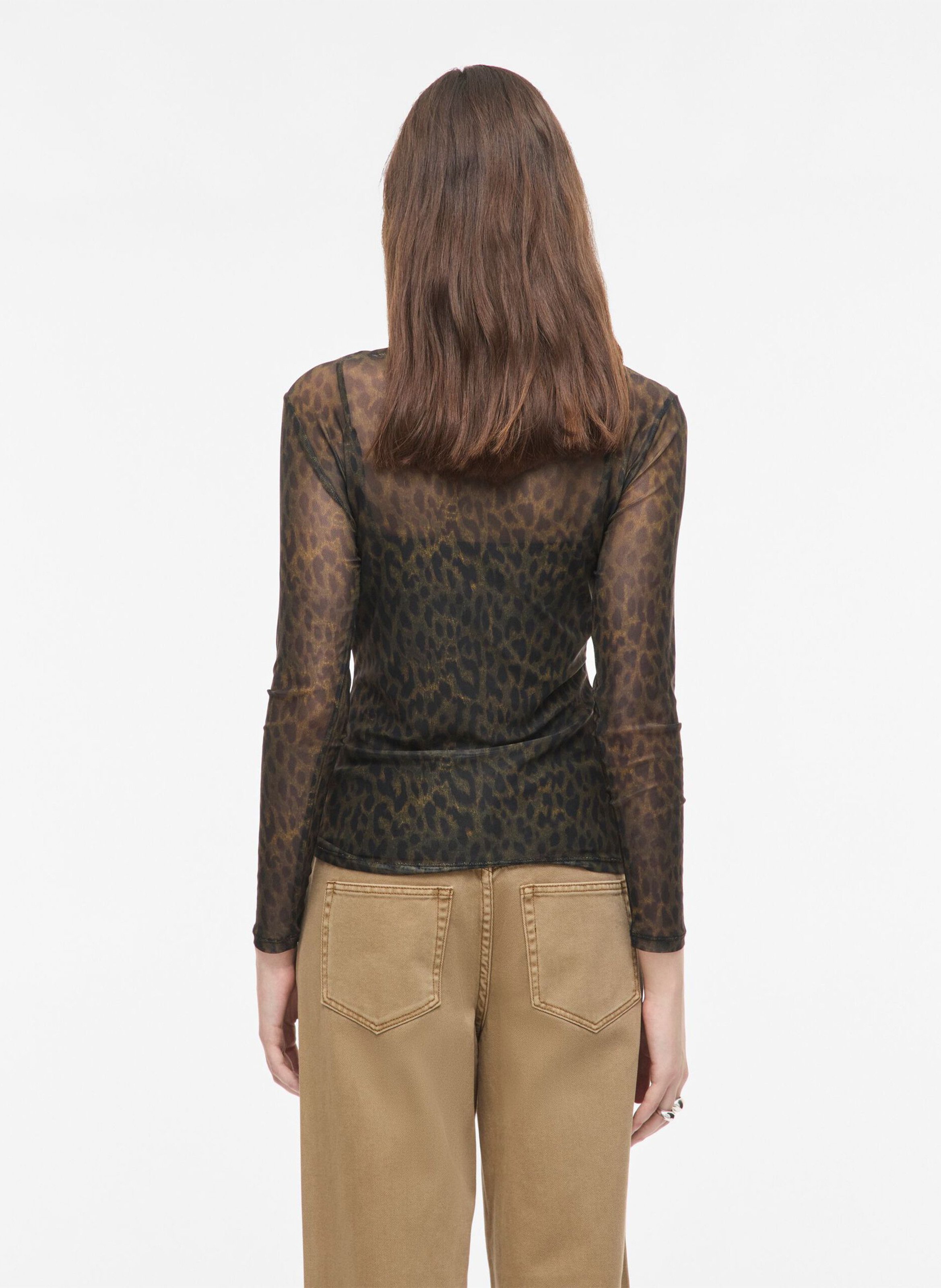 Strakke top met luipaardprint ROUGE EDIT Goudkleurig
