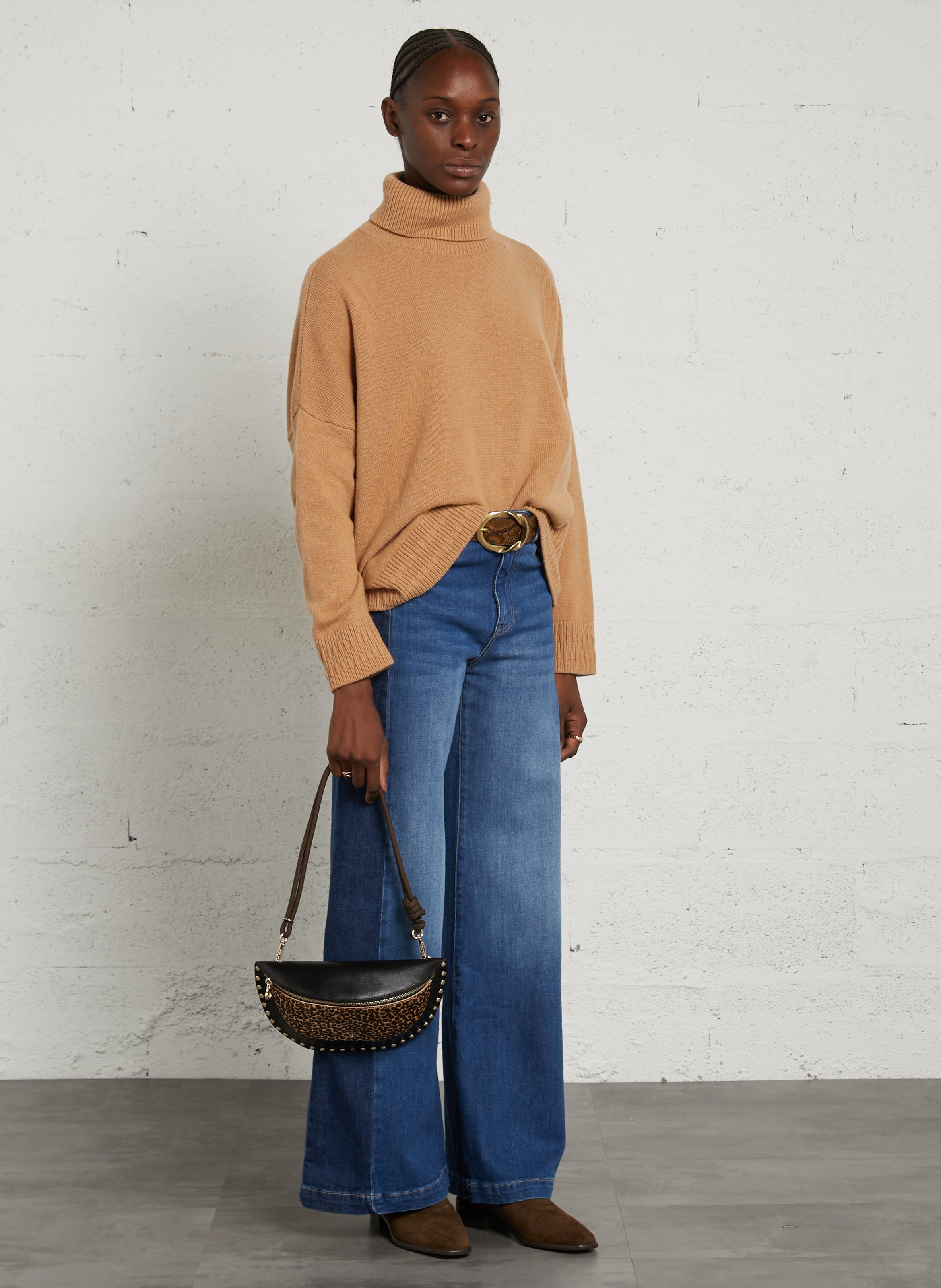 Umhängetasche aus Materialmix CRAIE STUDIO Schwarz
