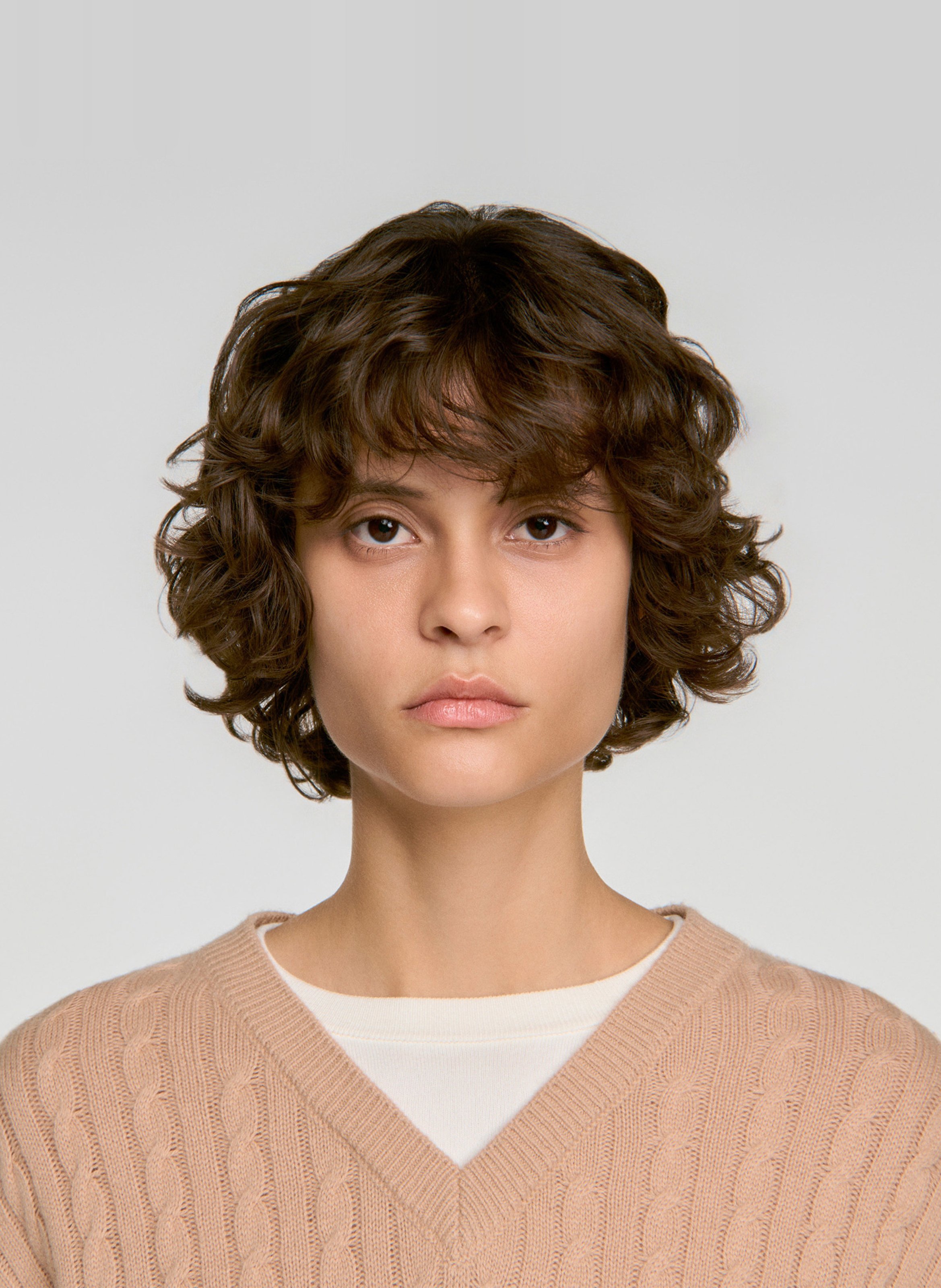 Rechte trui met V-hals | wolblend SANDRO Beige