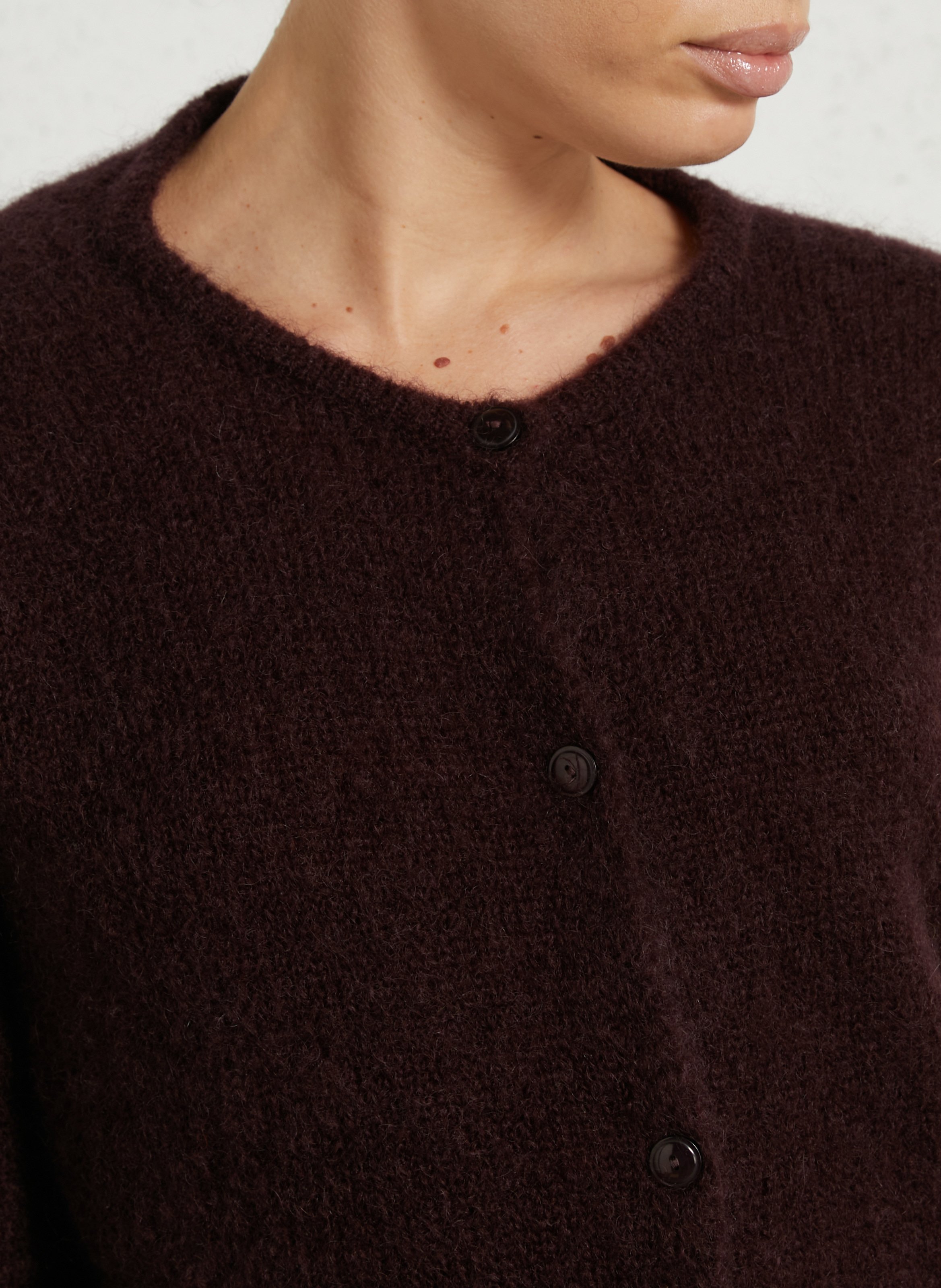 Weit geschnittene Strickjacke aus Mohairmix  DES PETITS HAUTS Violett