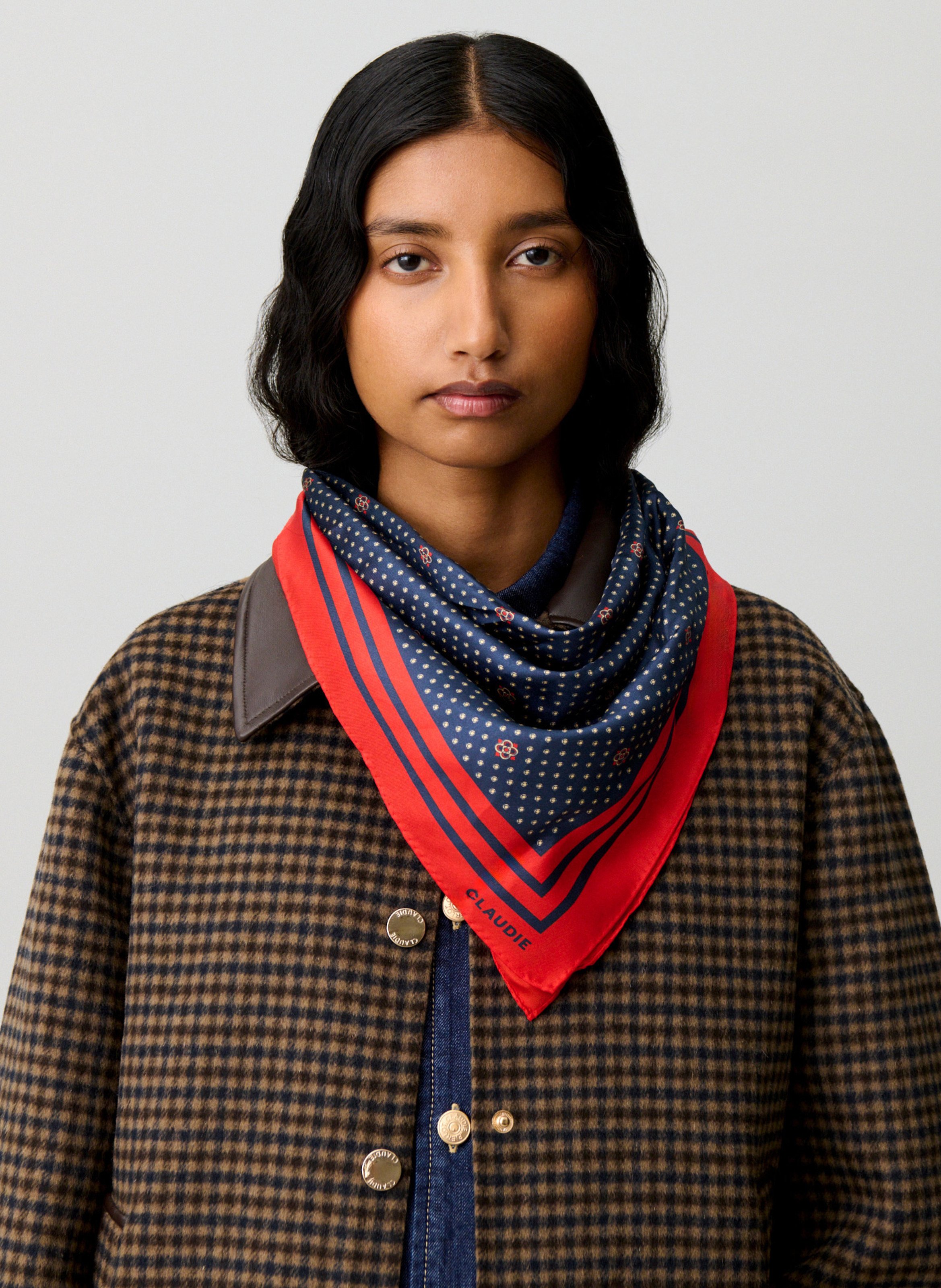 Aclaudie screen-printed silk scarf CLAUDIE PIERLOT Multicolored