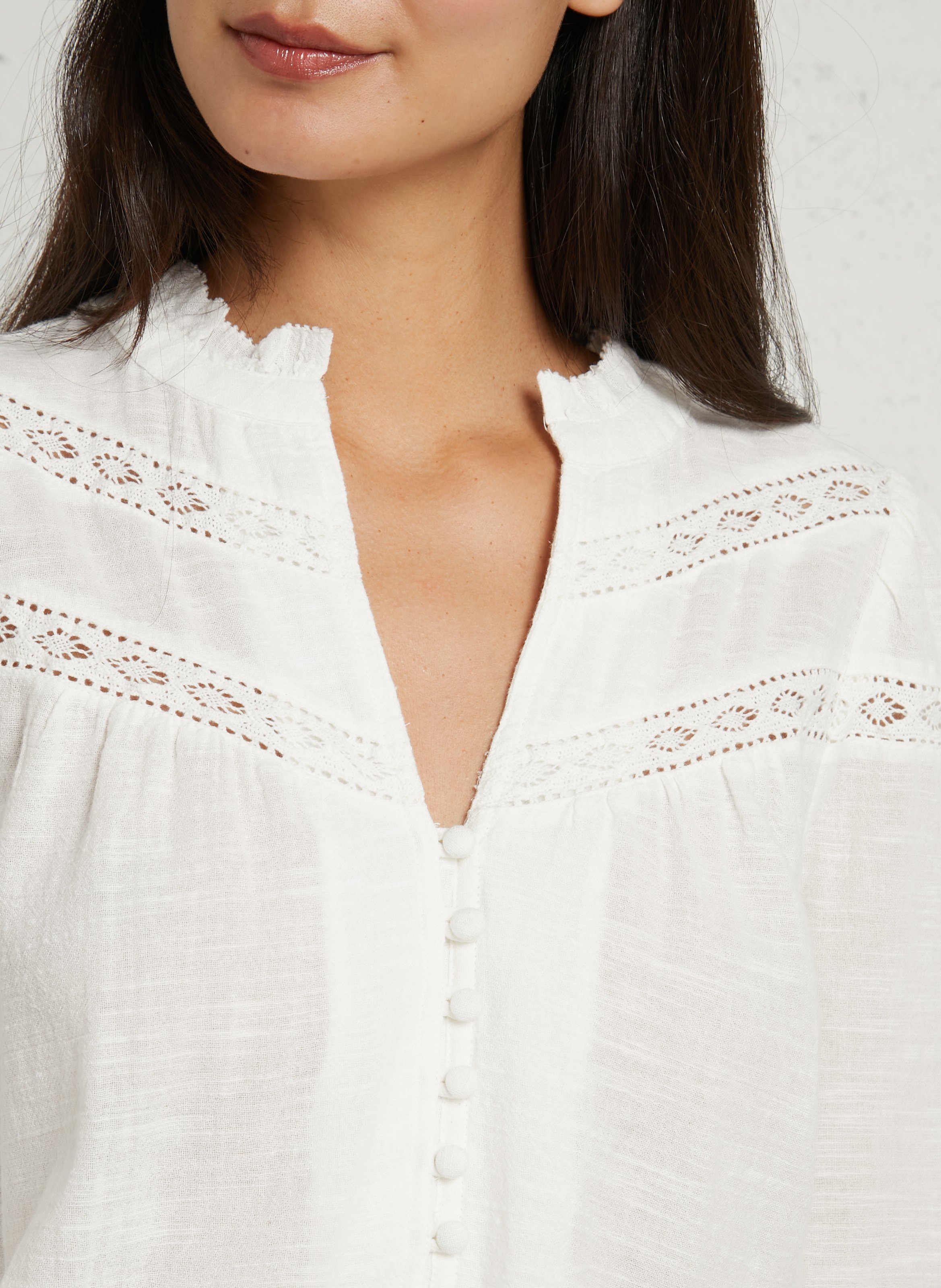 Oversized blouse with embroidered details in cotton MAISON 123 Beige