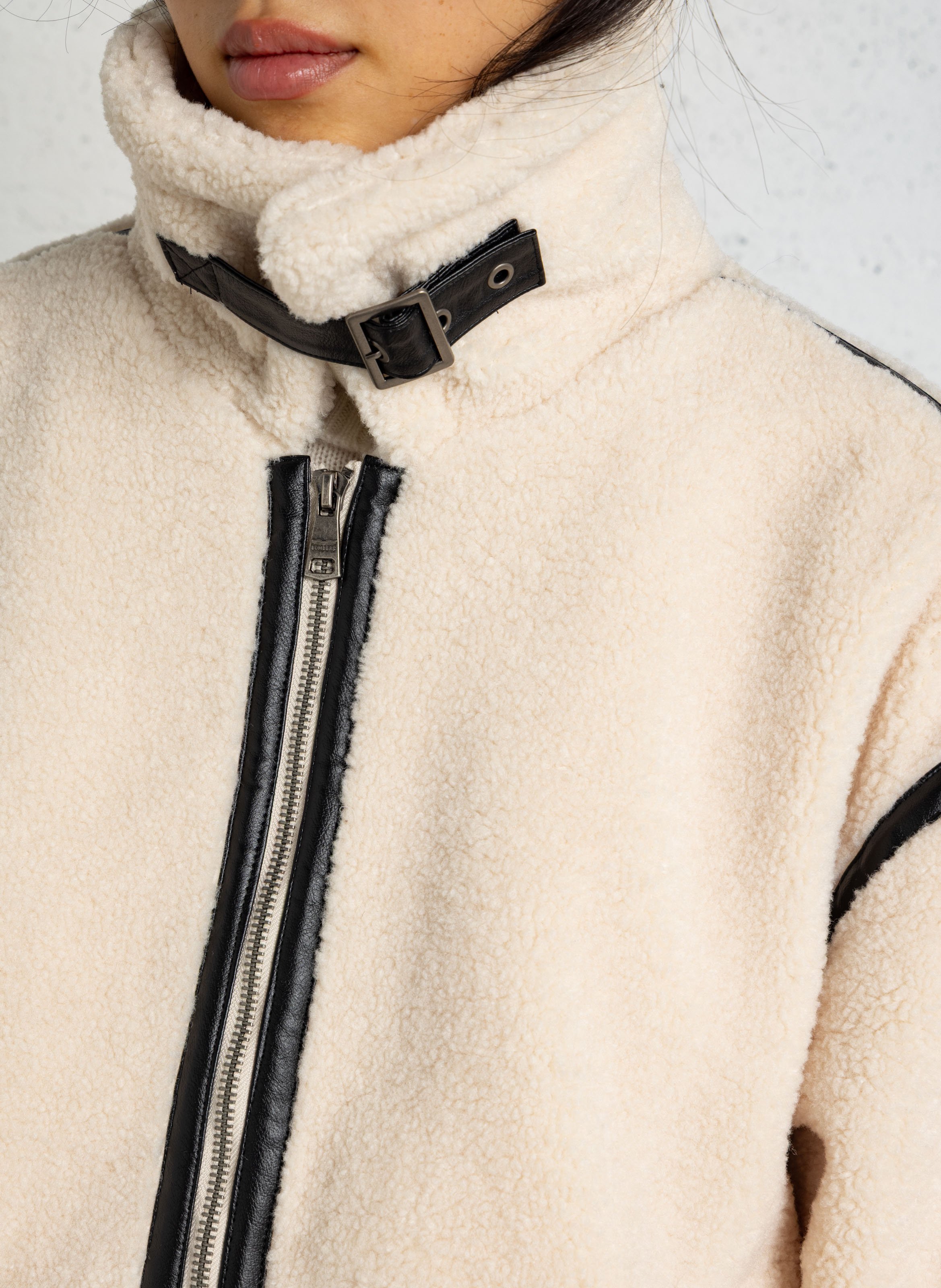 Blouson col classique duveteux BOMBERS ORIGINAL Beige
