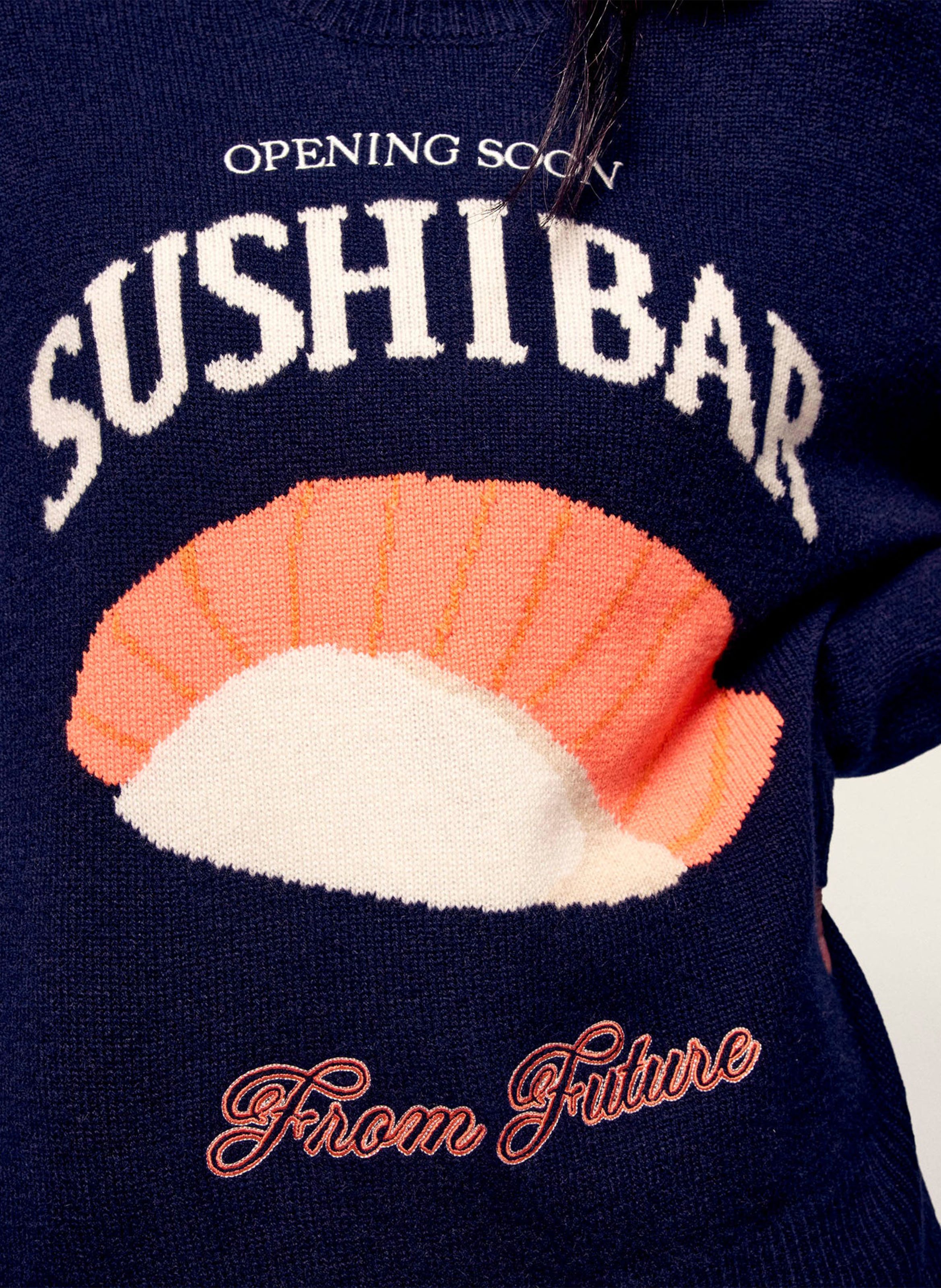 Pull oversize imprimé en cachemire FROM FUTURE Bleu