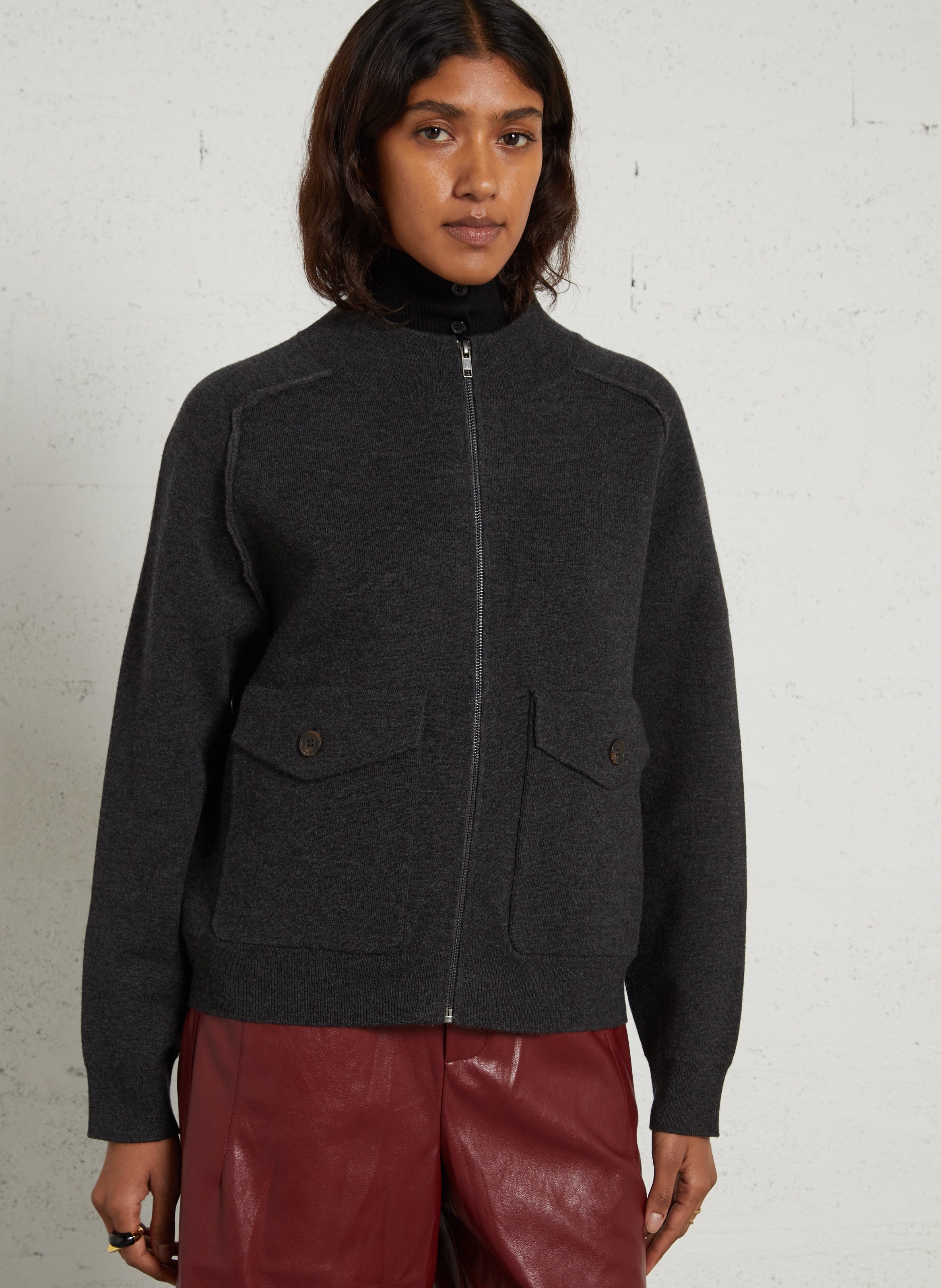 Veste zippée en laine mélangée MAISON 123 Gris