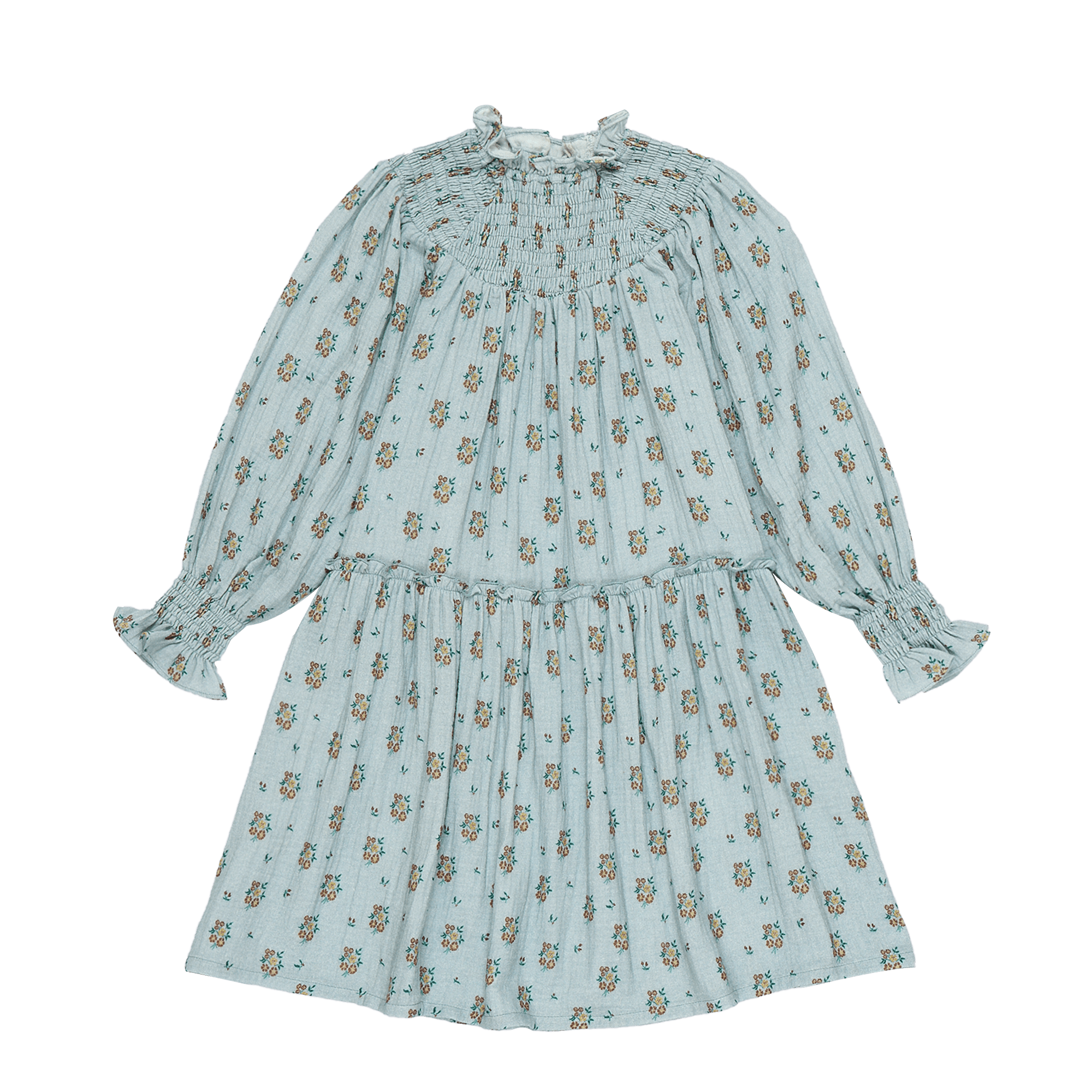 High-neck flared cotton midi dress THE NEW SOCIETY Blue