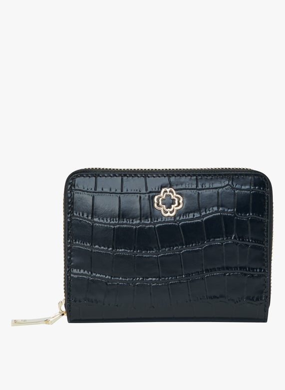 Portefeuille En Cuir Embosse Croco Clover Noir Maje Femme MFAPM00220 2517 NOIR Place des Tendances