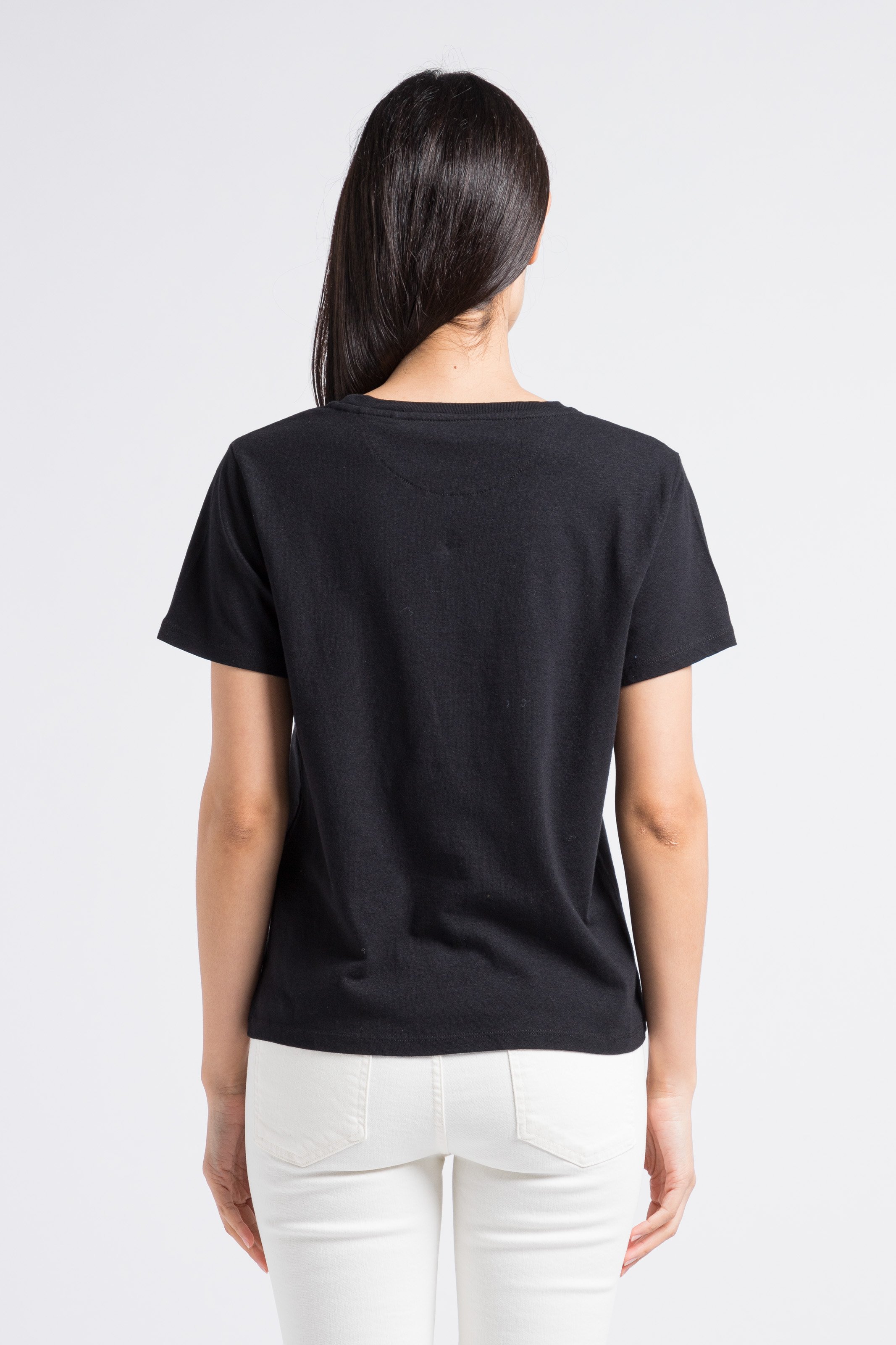 Screen-printed cotton and linen T-shirt SWILDENS Black