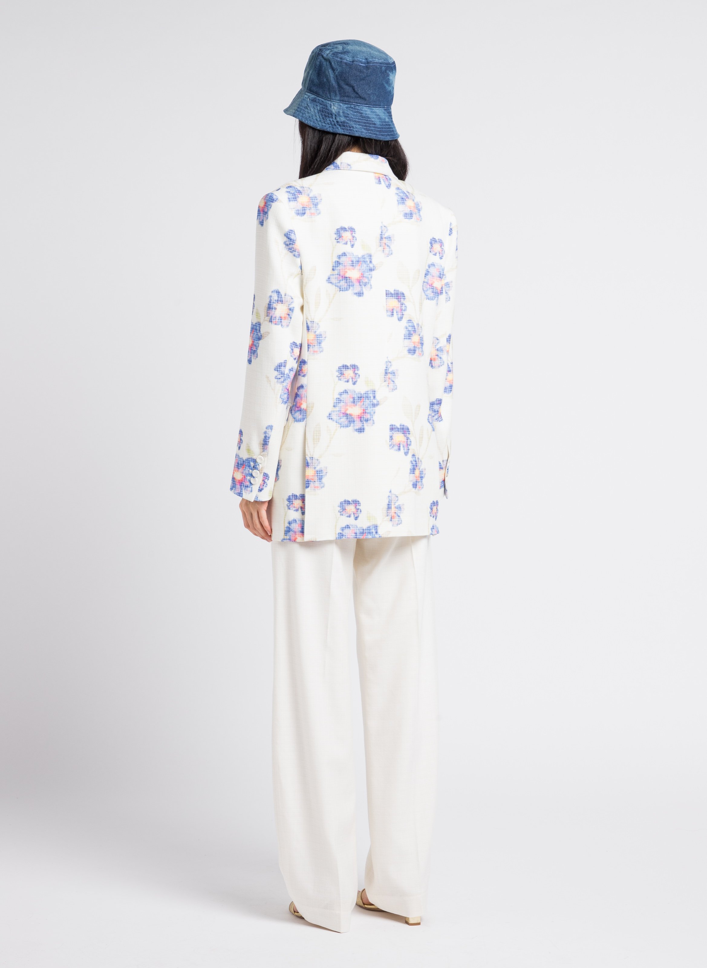 Veste de tailleur ajustée en laine vierge mélangée Multicolore