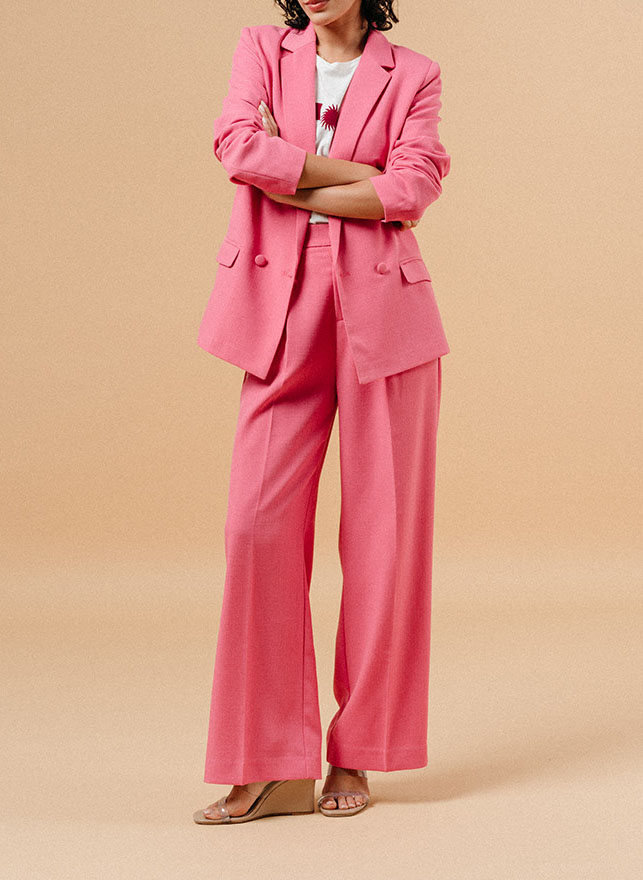 Blazer droit col tailleur Rose
