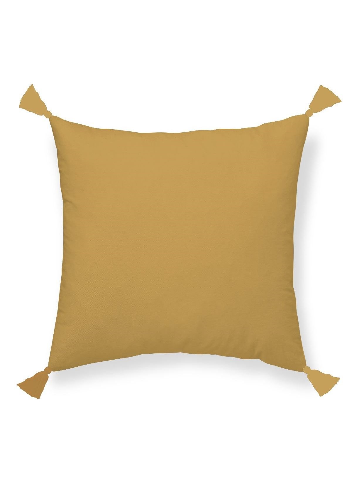 Removable pom-pom cushion in cotton gauze TODAY LINGE DE MAISON Yellow