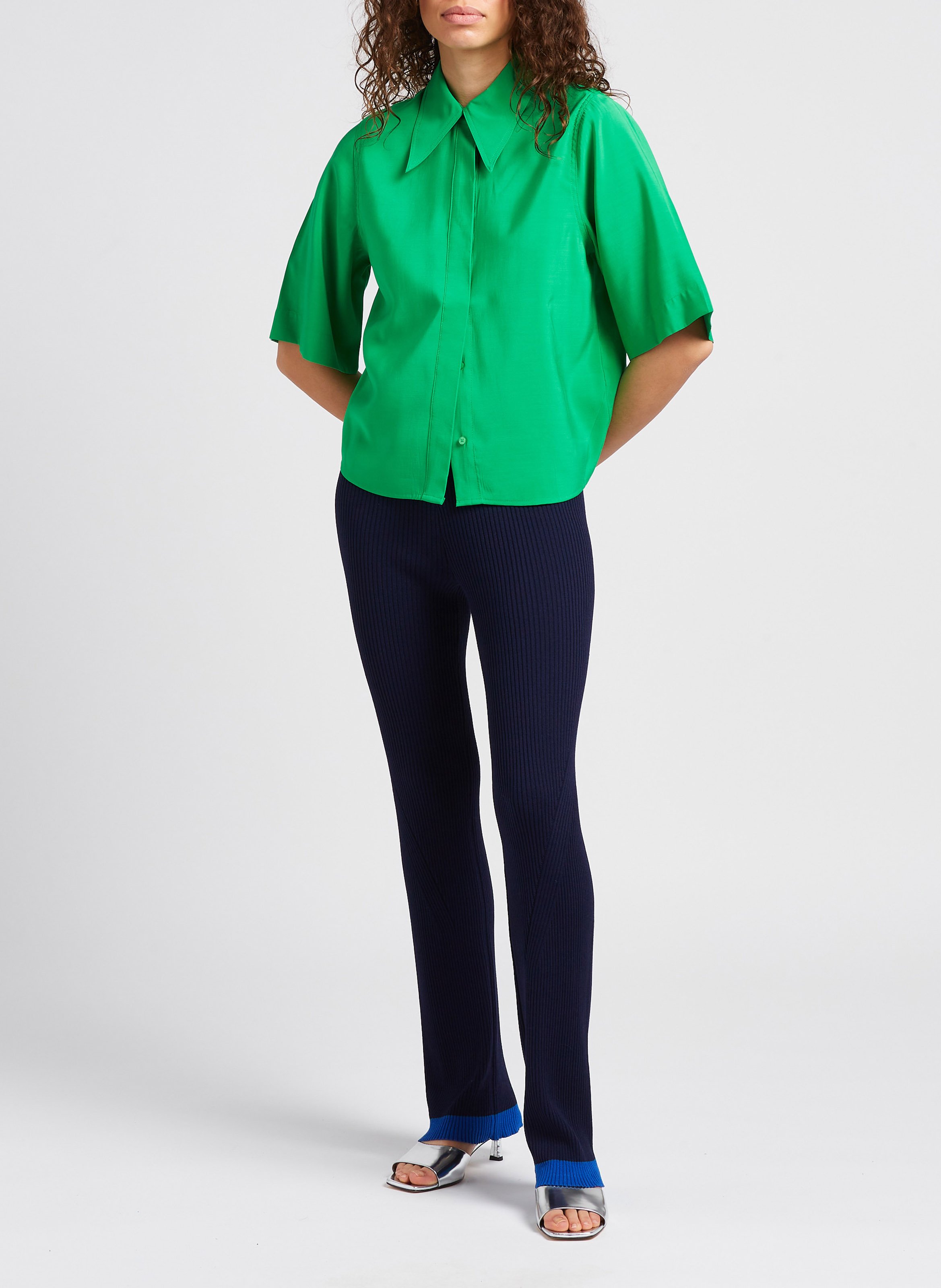 Gerippte Leggings mit geradem Schnitt SECOND FEMALE Blau