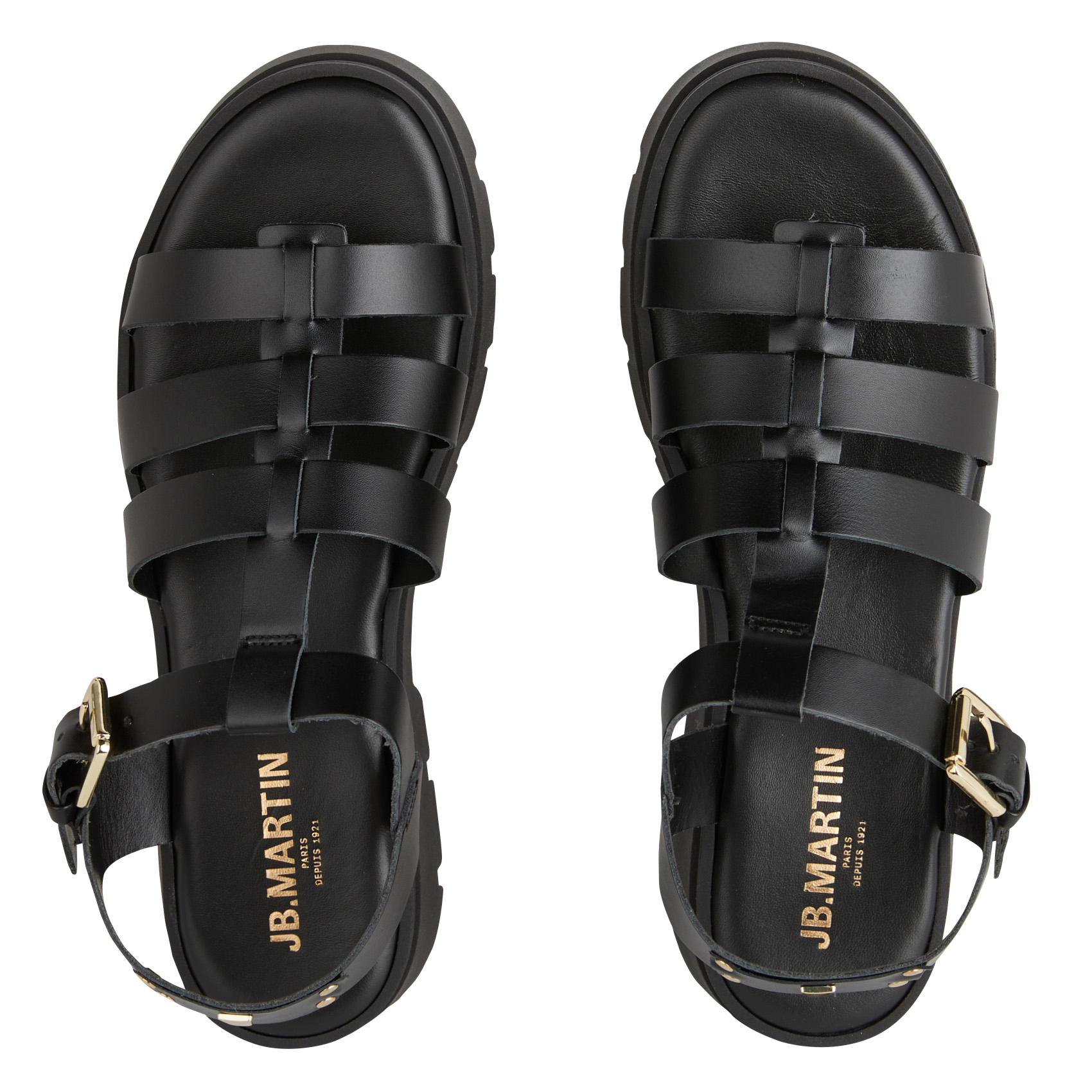 Sandales plates en cuir JB MARTIN Noir