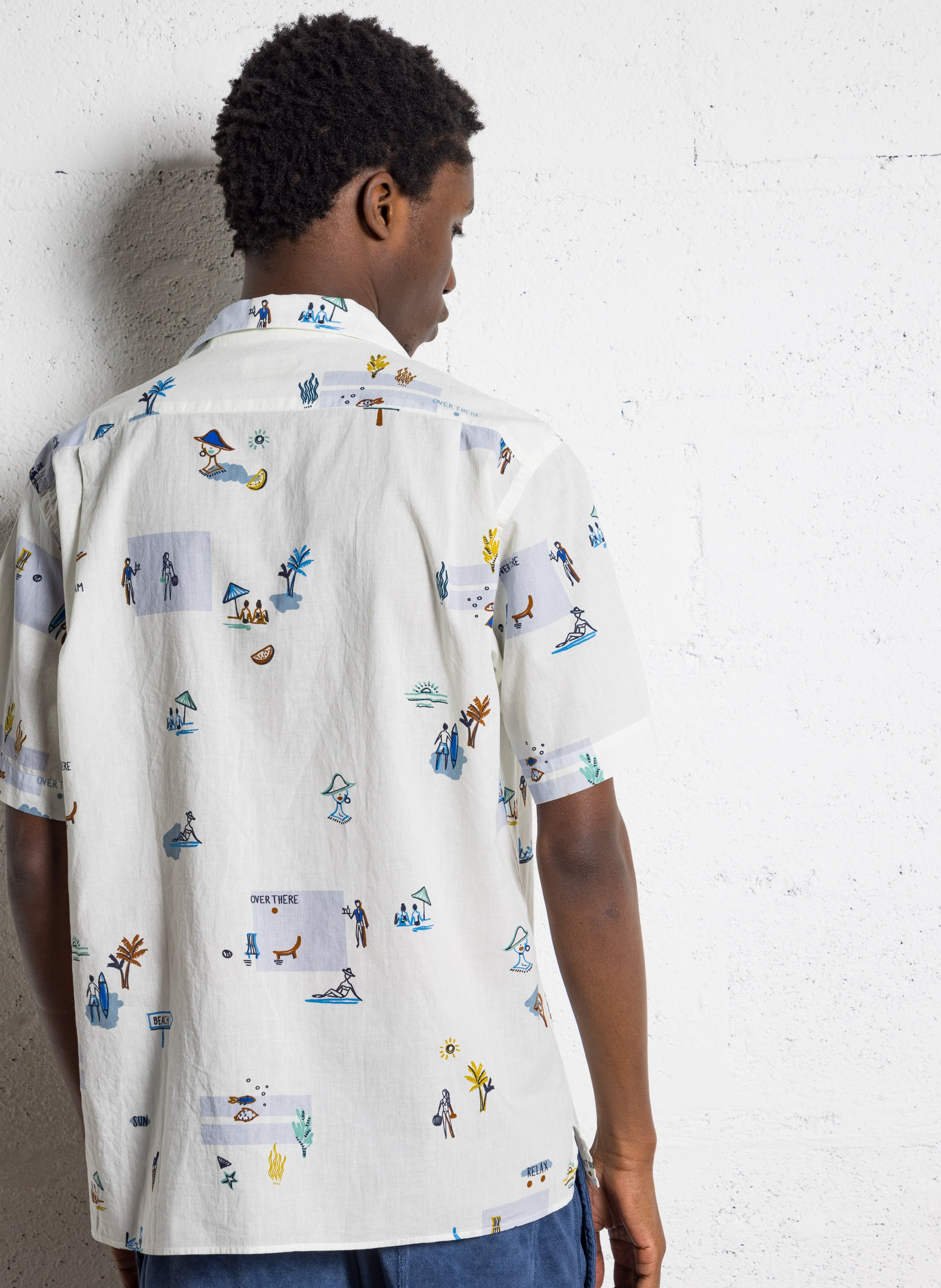 Straight printed cotton shirt HARTFORD Beige