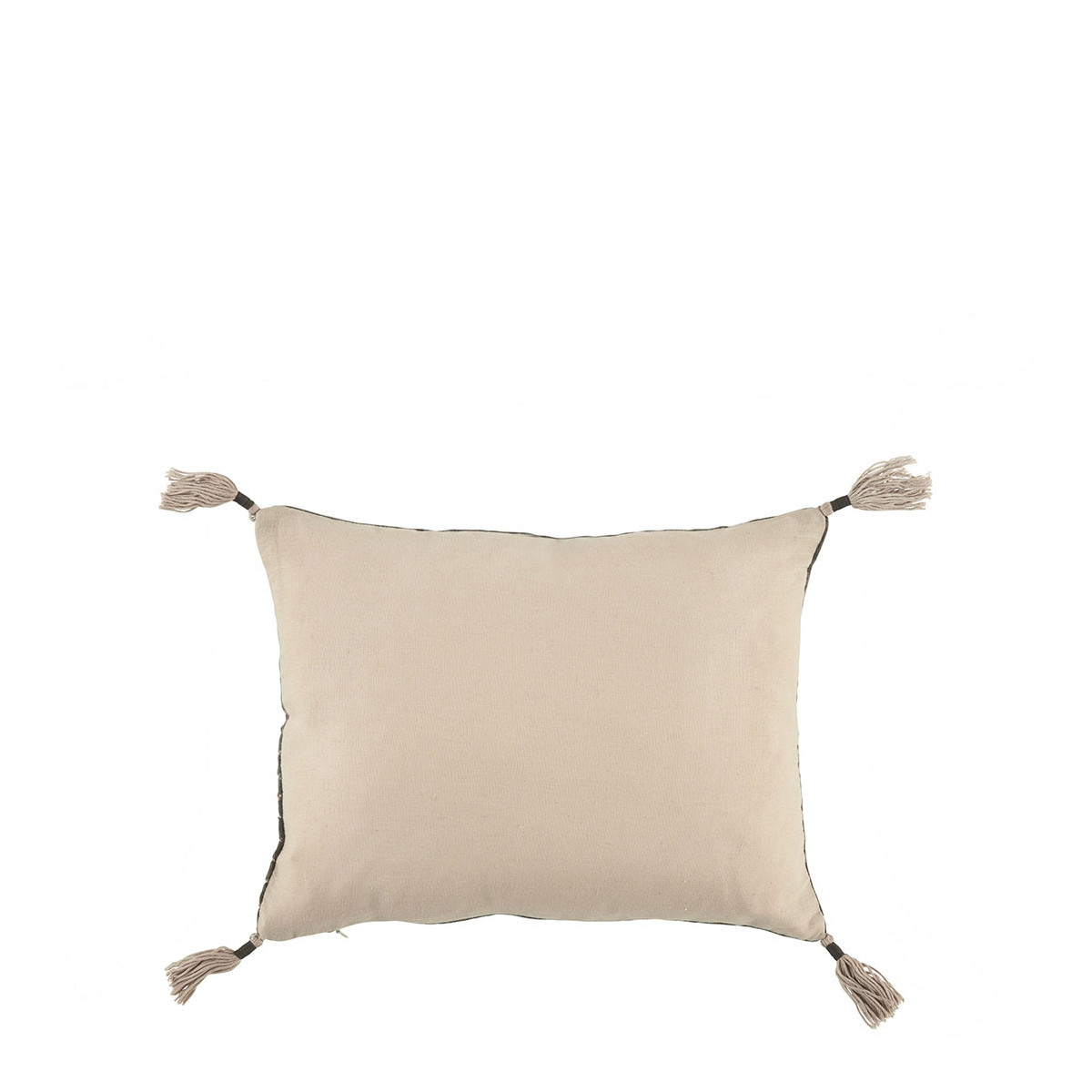 Mattéo cushion cover in cotton and linen velvet BLANC D'IVOIRE Grey