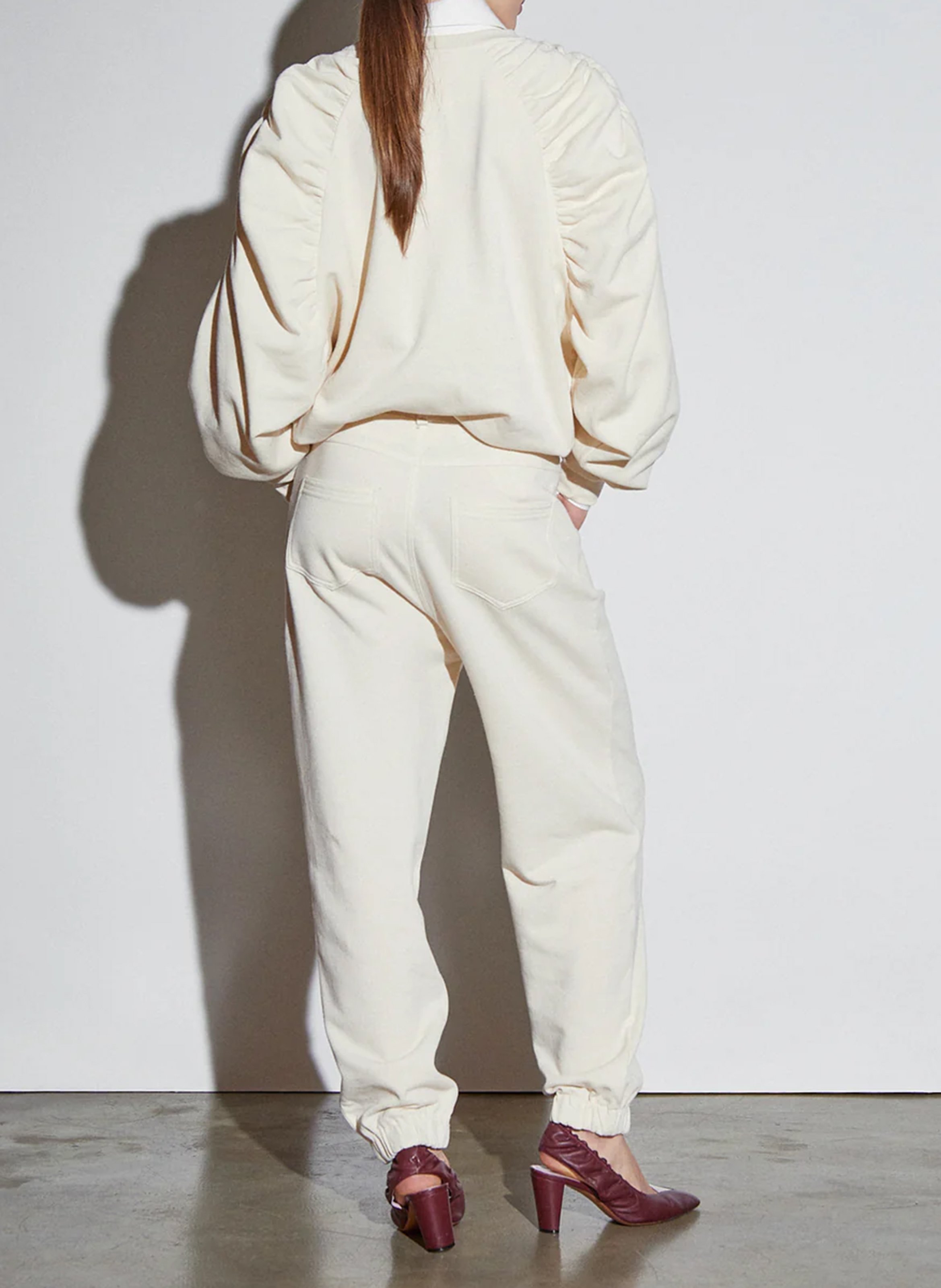 High-waisted cotton-blend track suit THE LABEL EDITION White
