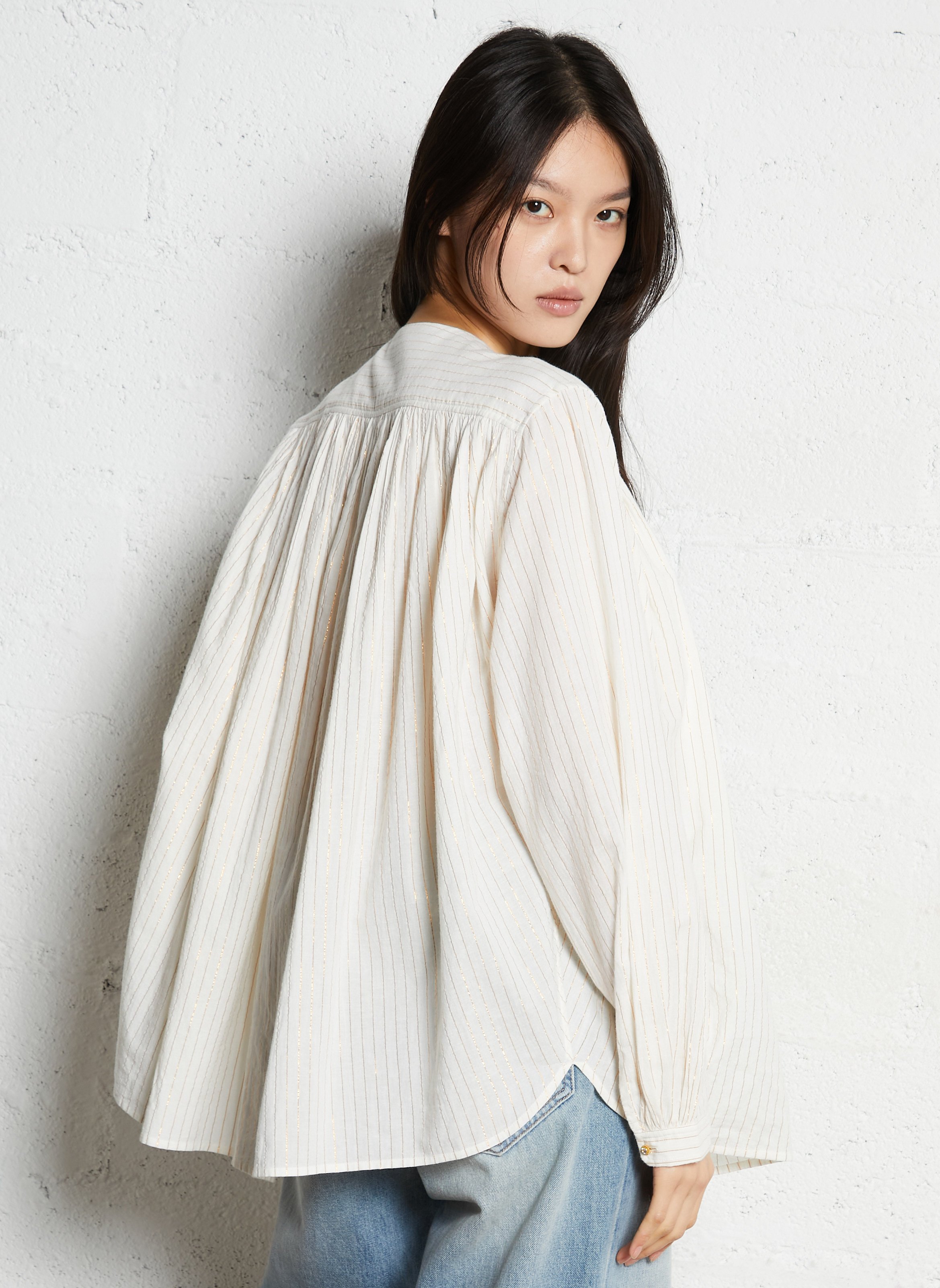 Capri - Einfarbige Oversize-Bluse LAURENCE BRAS Golden