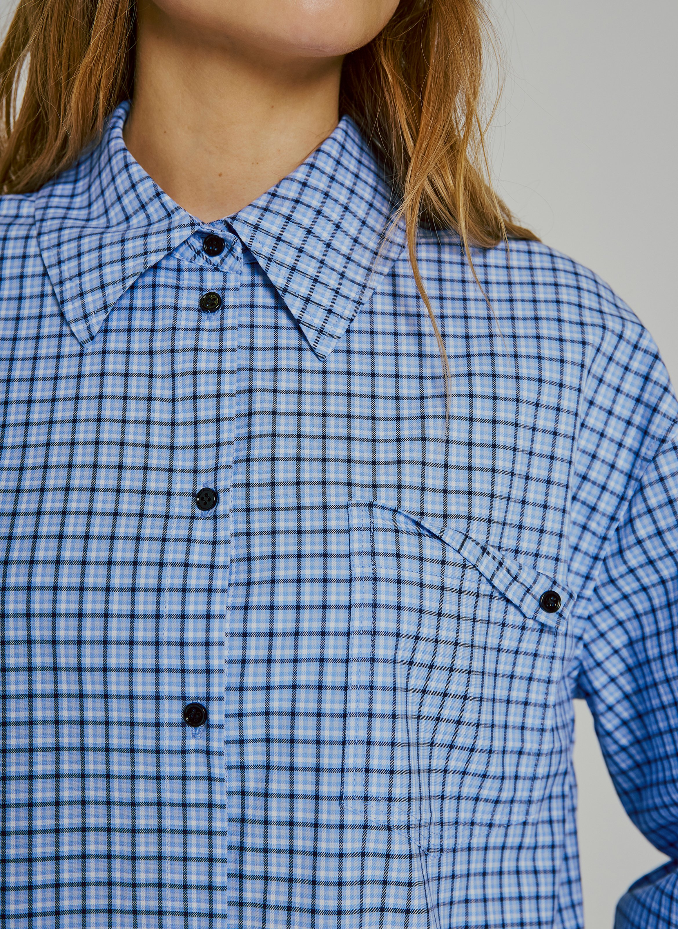 Oversized button-up checkered shirt NORR Blue